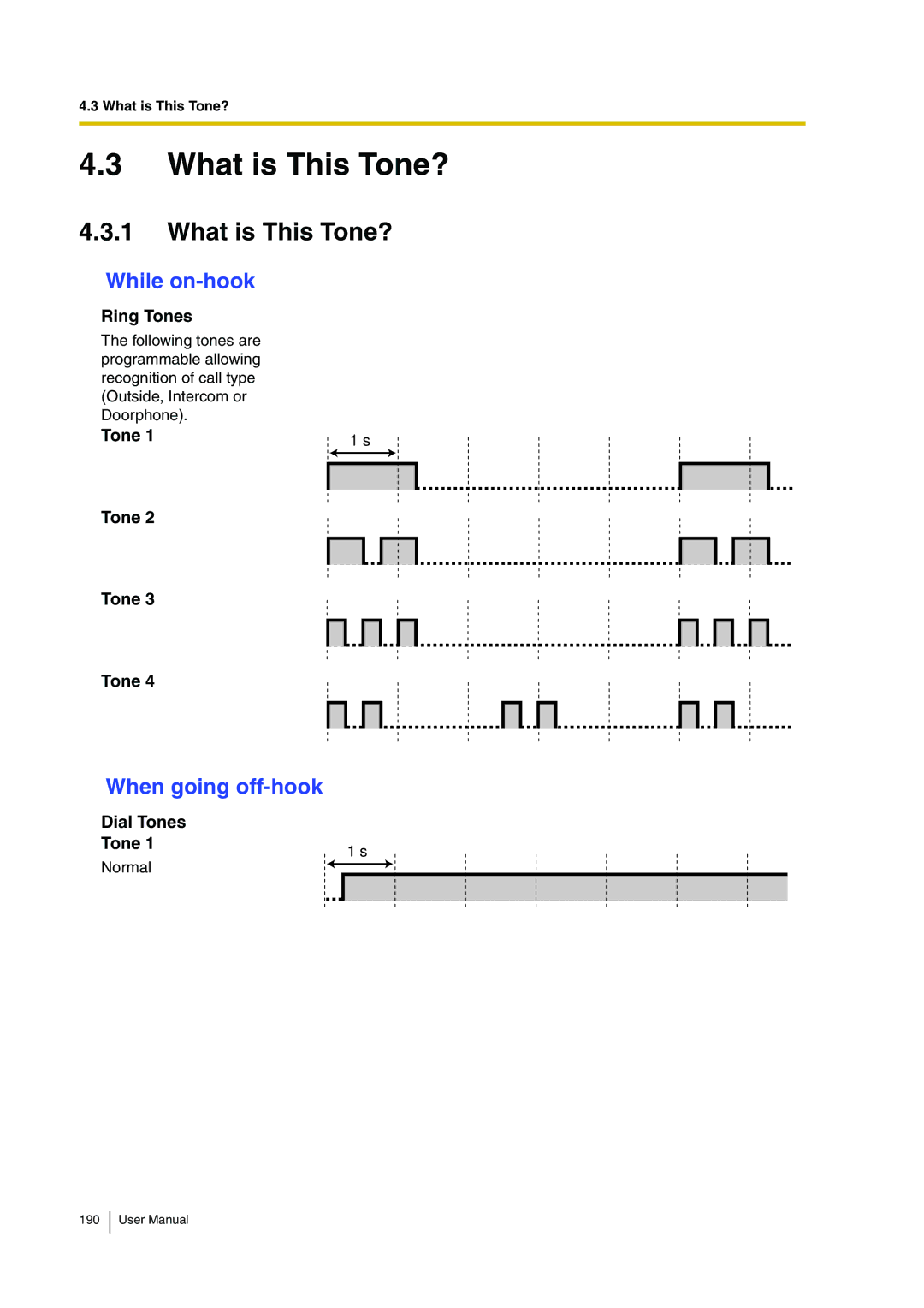 Panasonic KX-TDA30 user manual What is This Tone?, While on-hook, When going off-hook 