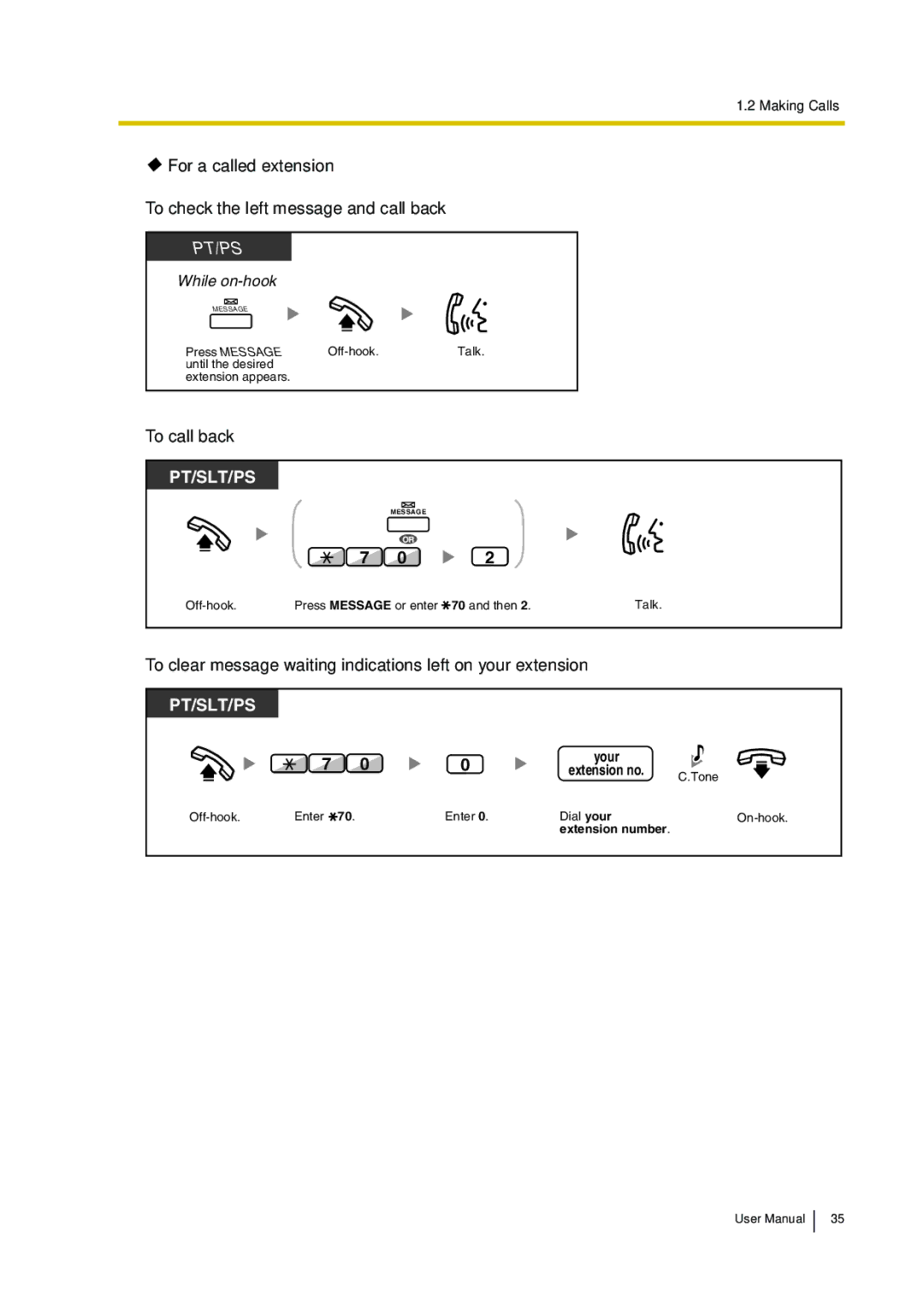 Panasonic KX-TDA30 user manual To call back, To clear message waiting indications left on your extension 