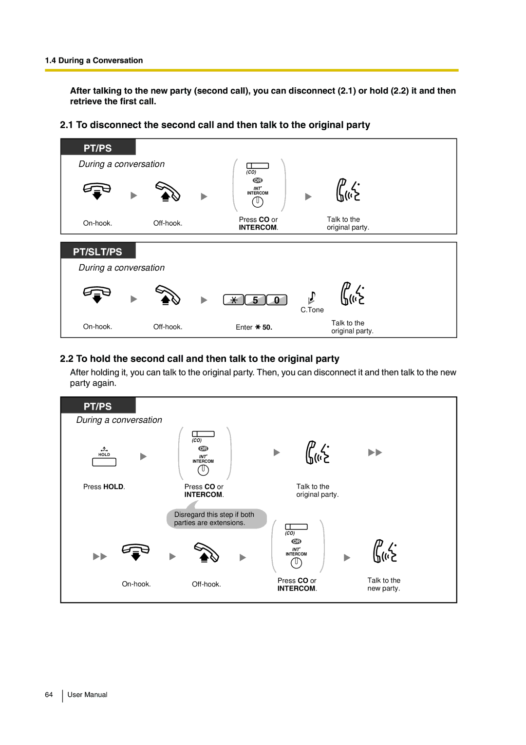 Panasonic KX-TDA30 user manual To hold the second call and then talk to the original party 