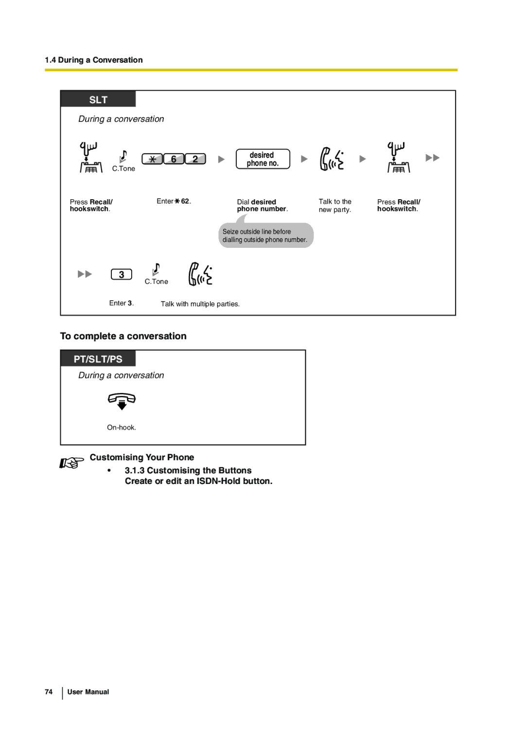 Panasonic KX-TDA30 user manual Press Recall 