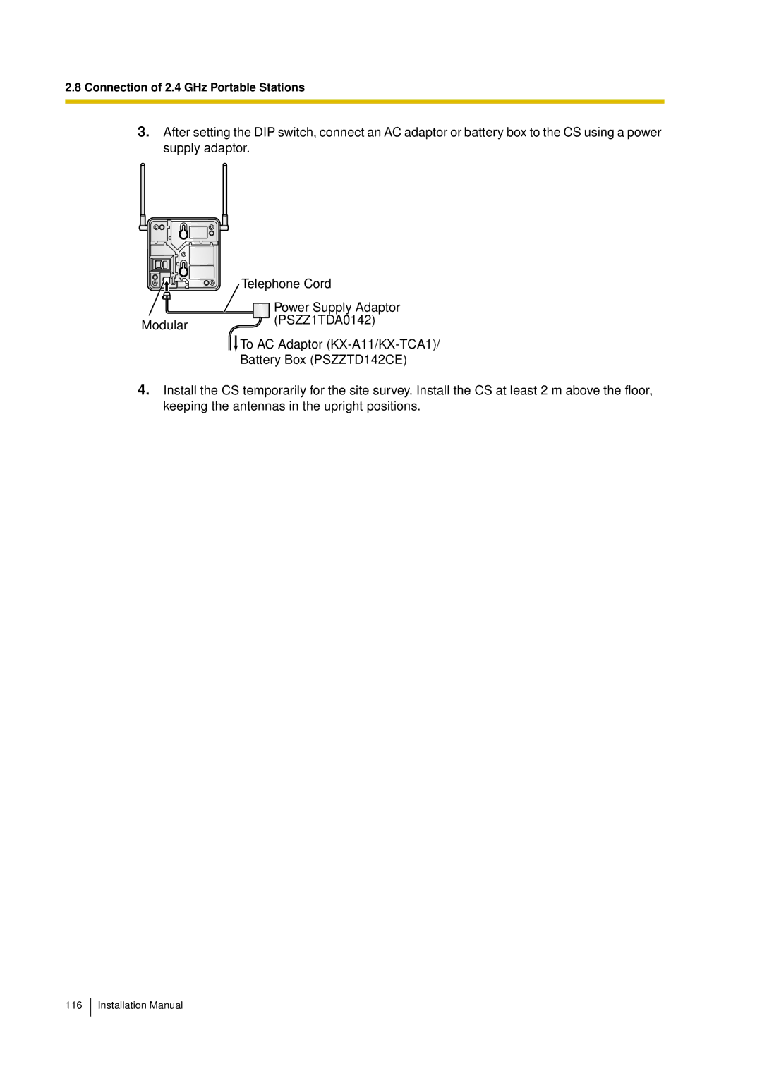 Panasonic KX-TDA30 installation manual Connection of 2.4 GHz Portable Stations 