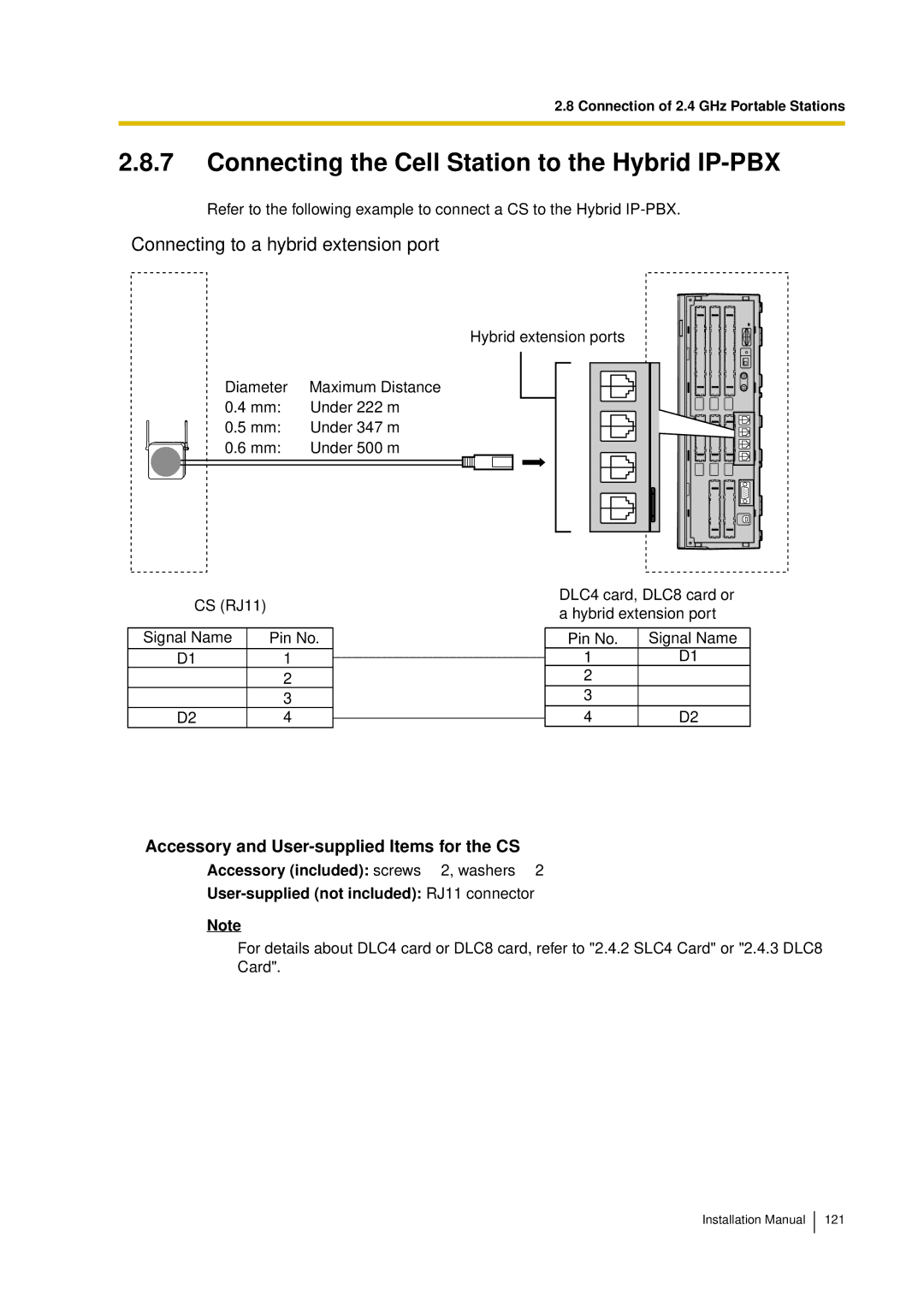 Panasonic KX-TDA30 installation manual Connecting the Cell Station to the Hybrid IP-PBX 