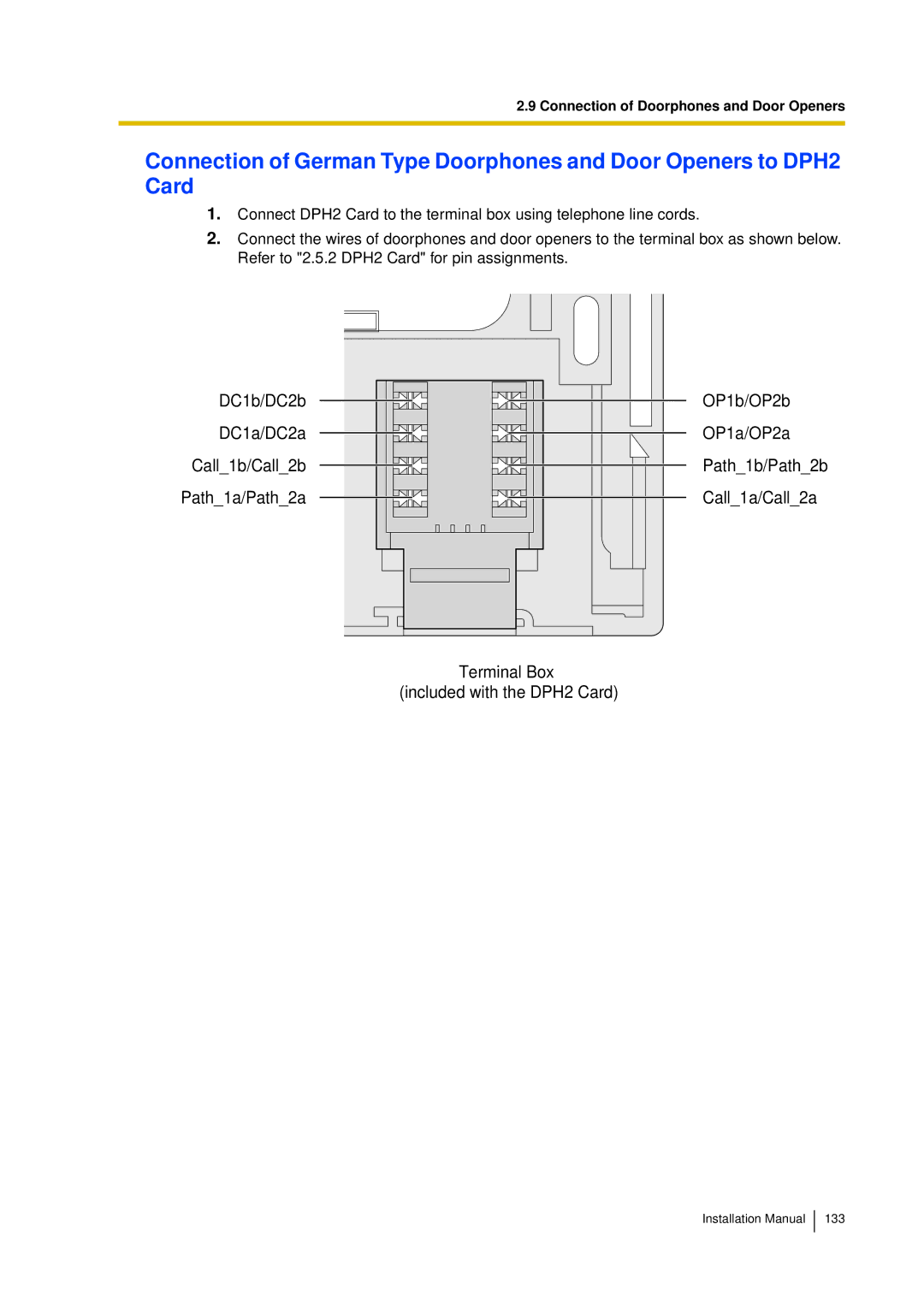 Panasonic KX-TDA30 installation manual DC1b/DC2b OP1b/OP2b DC1a/DC2a OP1a/OP2a Call1b/Call2b 