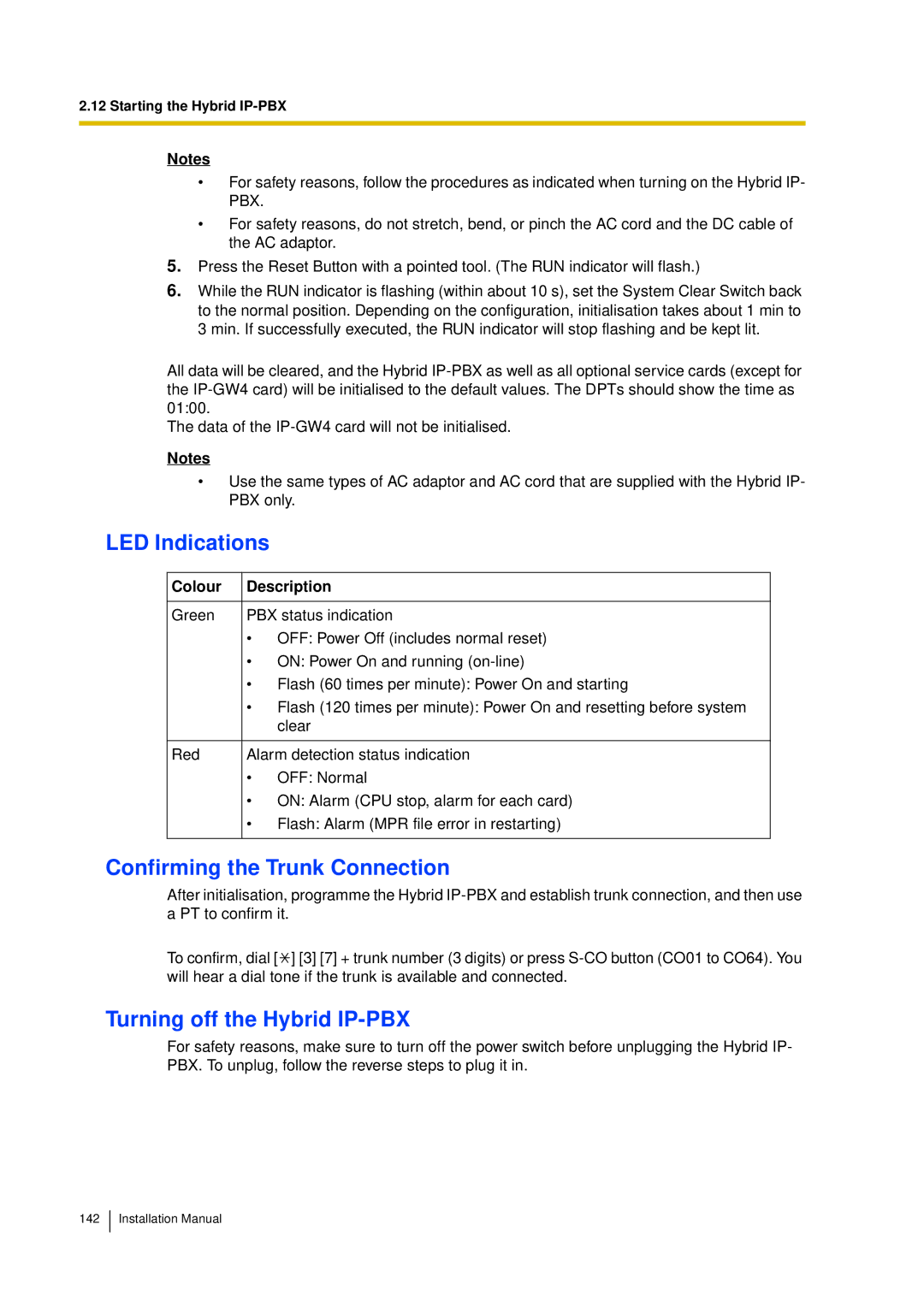 Panasonic KX-TDA30 installation manual Confirming the Trunk Connection, Turning off the Hybrid IP-PBX 