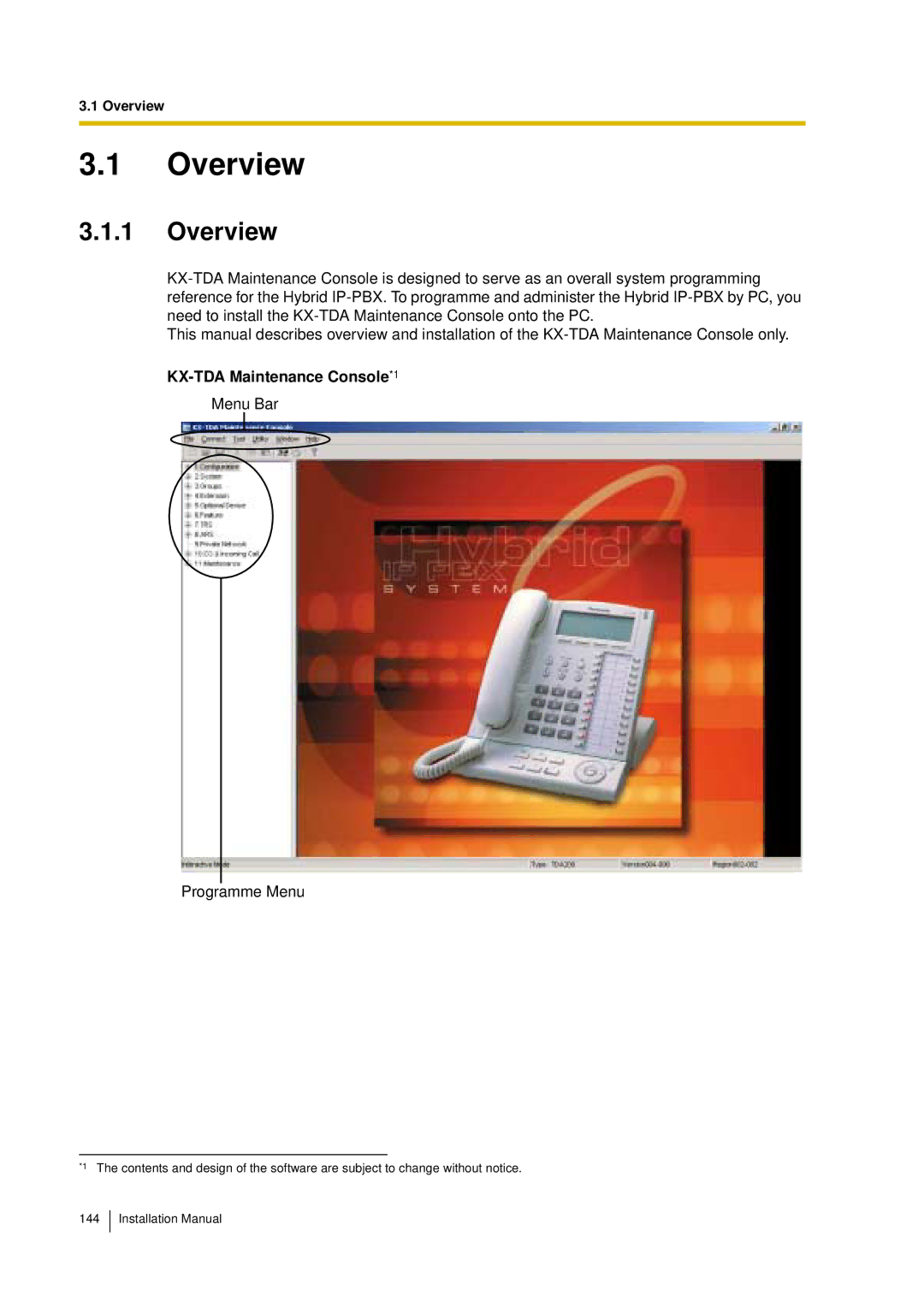 Panasonic KX-TDA30 installation manual Overview, KX-TDA Maintenance Console*1 