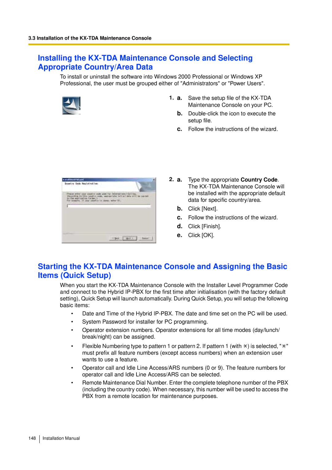 Panasonic KX-TDA30 installation manual Installation of the KX-TDA Maintenance Console 