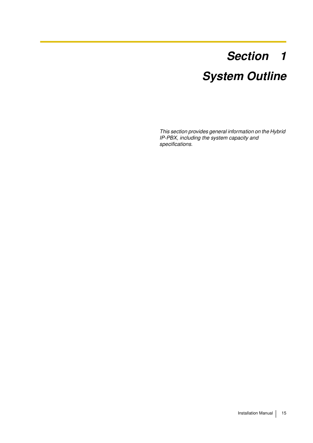 Panasonic KX-TDA30 installation manual Section System Outline 