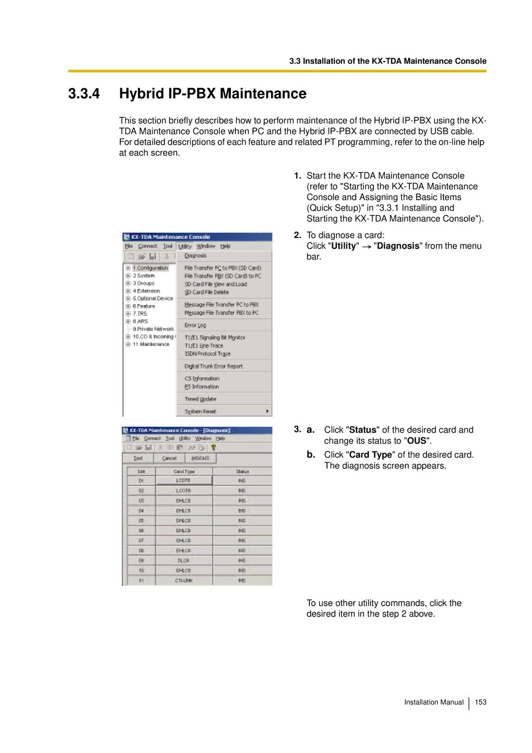 Panasonic KX-TDA30 installation manual Hybrid IP-PBX Maintenance 