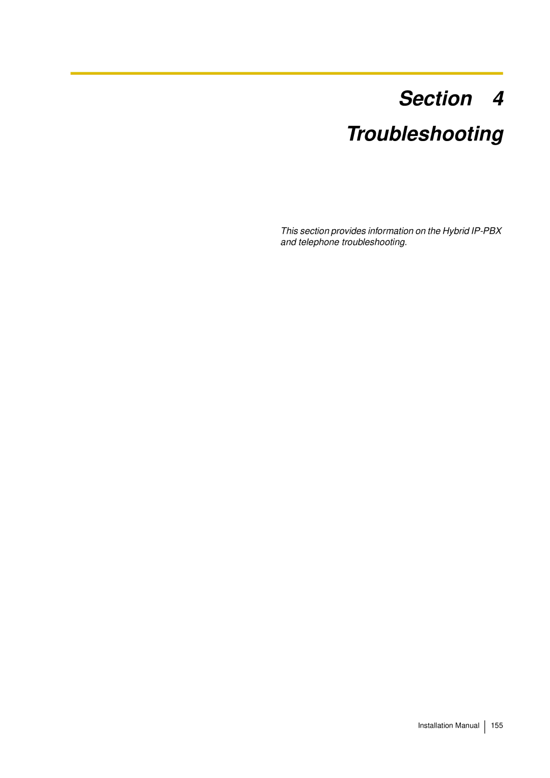 Panasonic KX-TDA30 installation manual Section Troubleshooting 