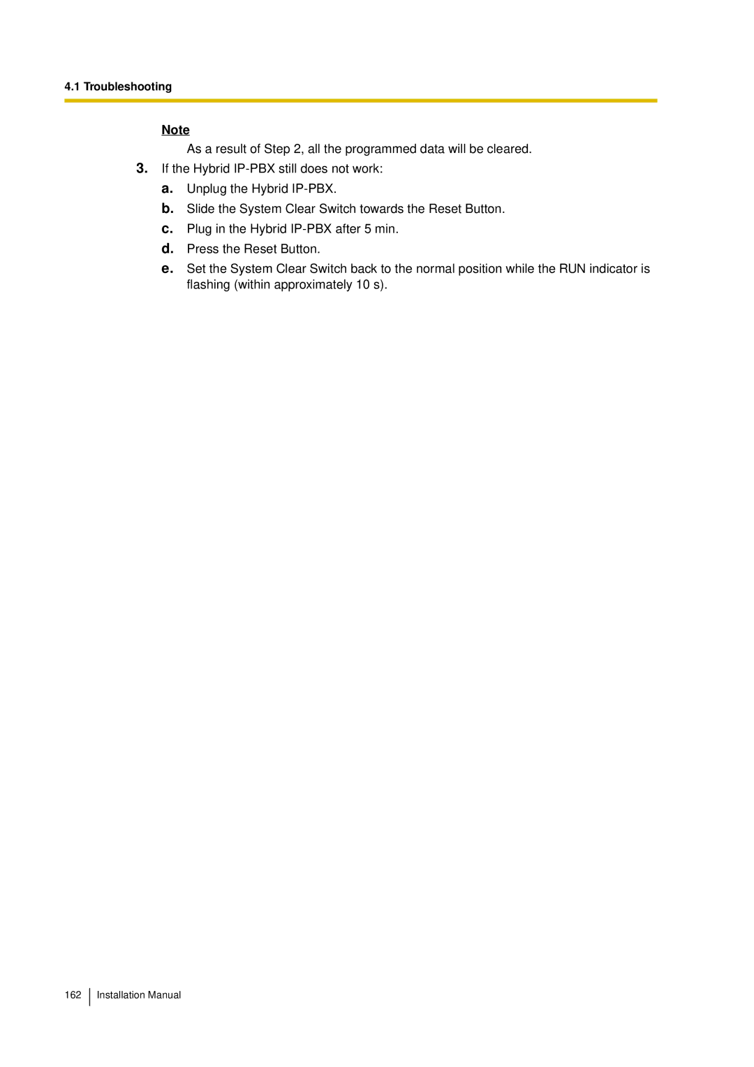 Panasonic KX-TDA30 installation manual Troubleshooting 