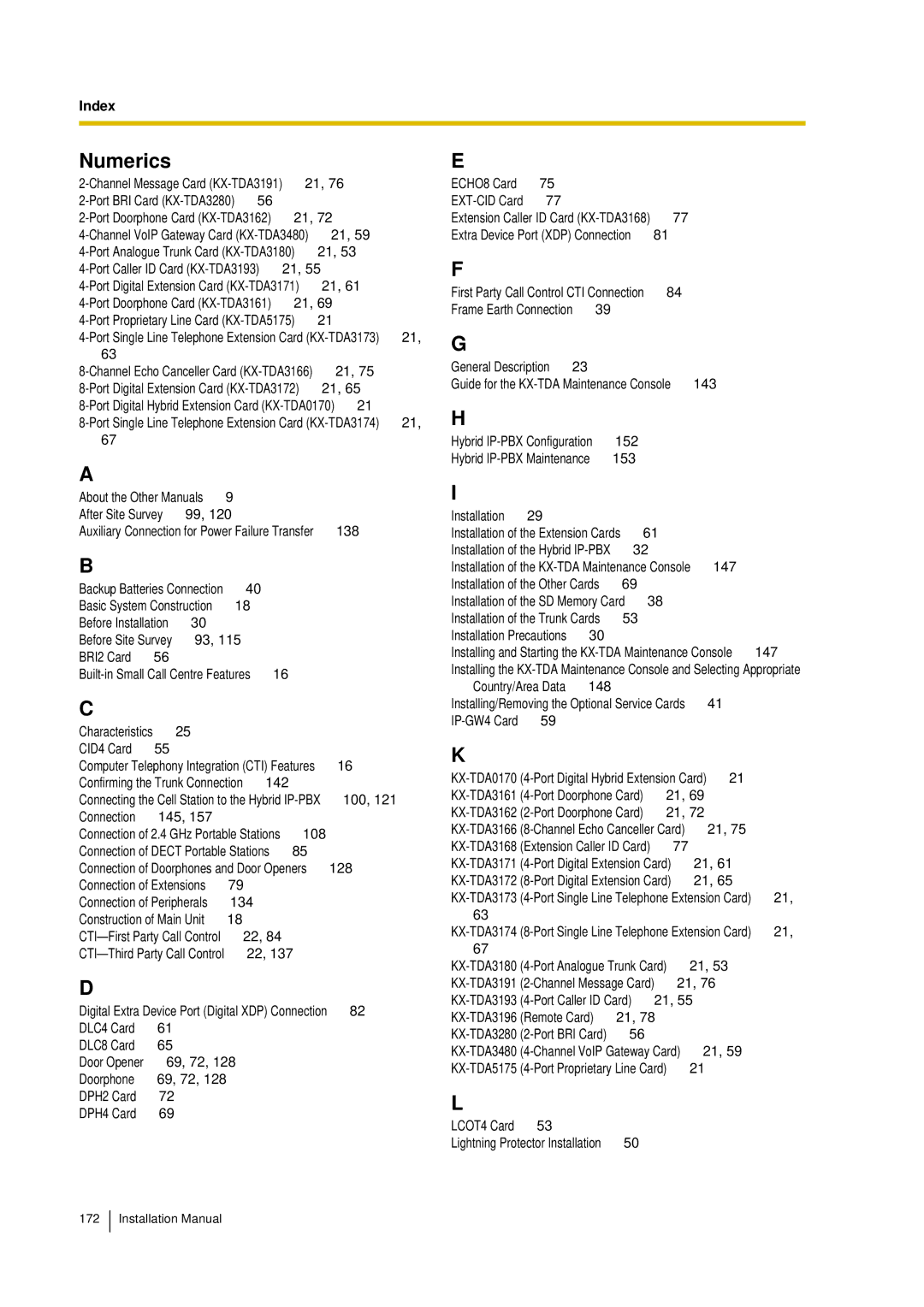 Panasonic KX-TDA30 installation manual Numerics 