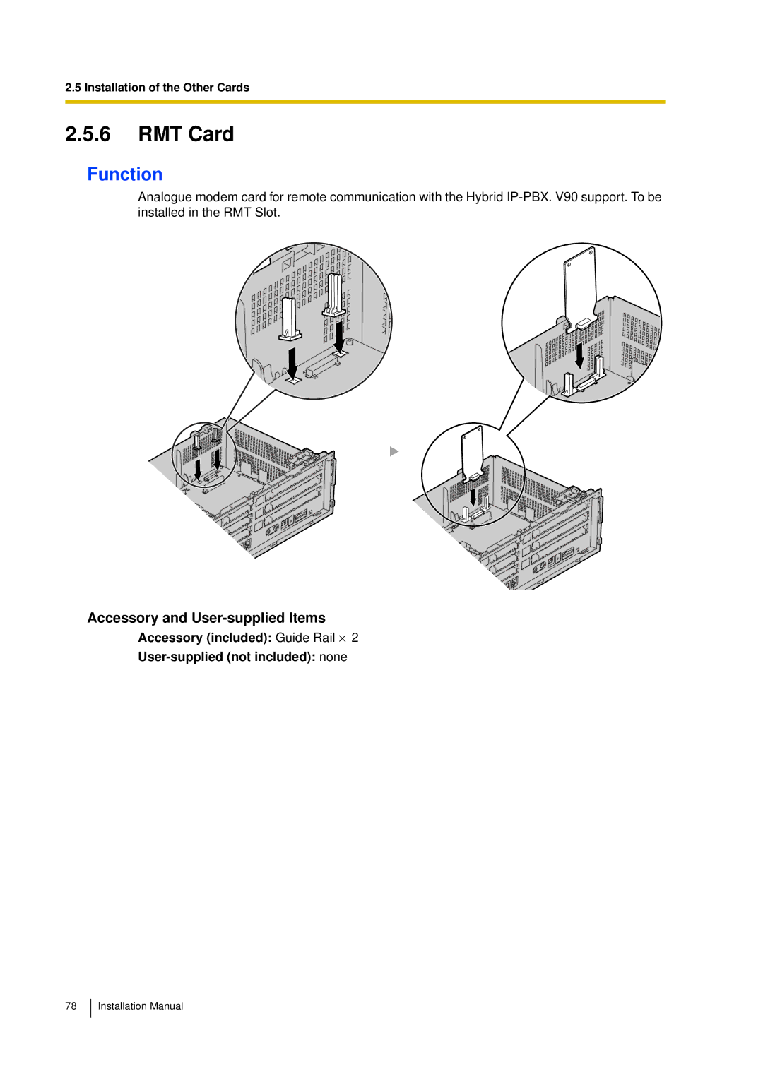 Panasonic KX-TDA30 installation manual RMT Card 