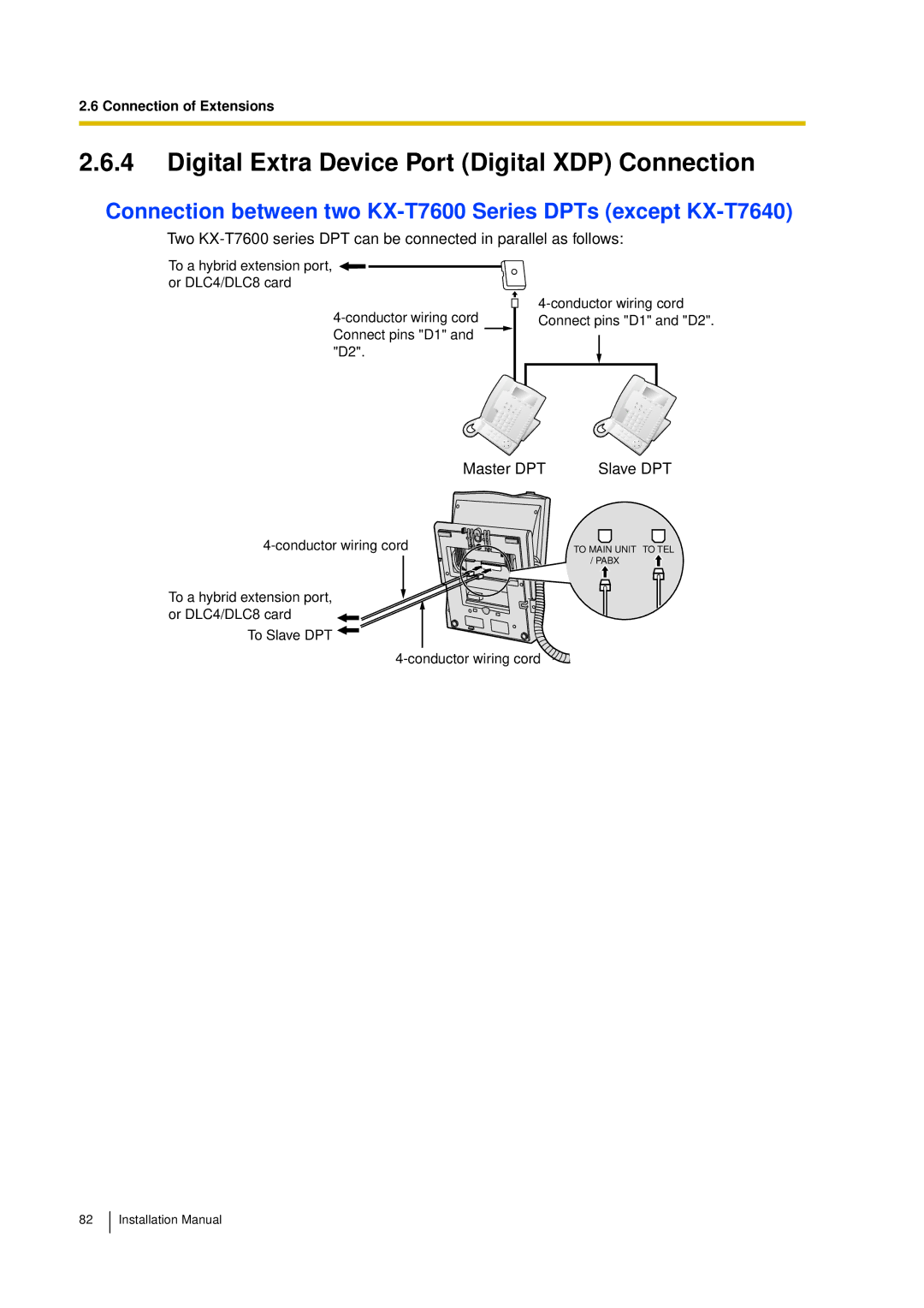 Panasonic KX-TDA30 installation manual Digital Extra Device Port Digital XDP Connection 