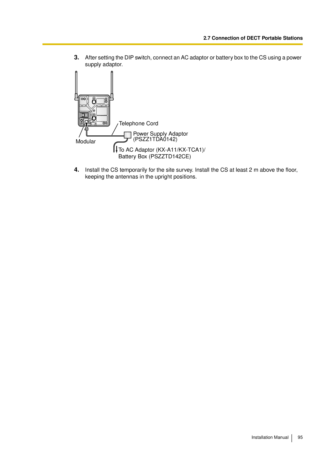 Panasonic KX-TDA30 installation manual Connection of Dect Portable Stations 