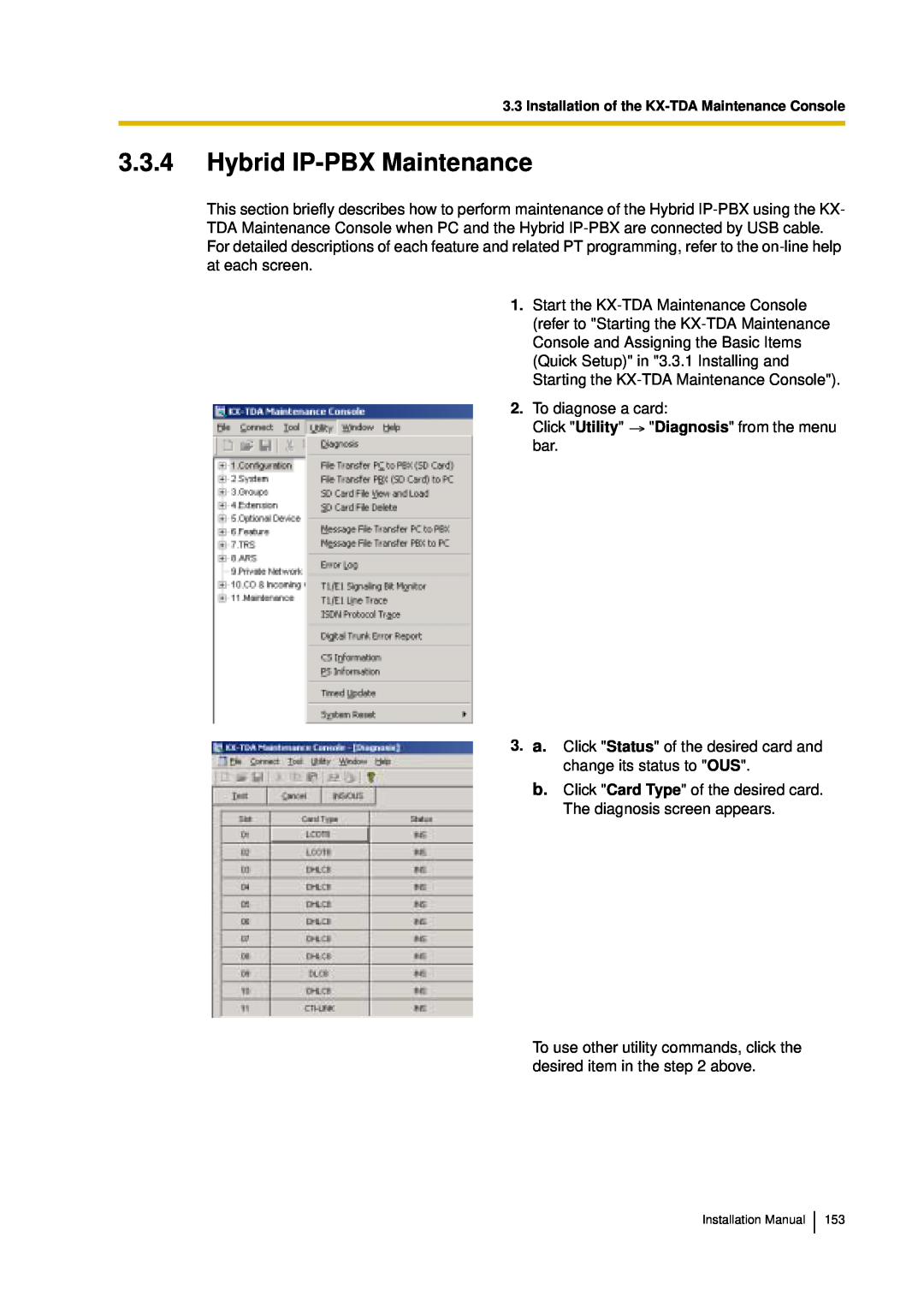 Panasonic KX-TDA30 installation manual 3.3.4Hybrid IP-PBXMaintenance 