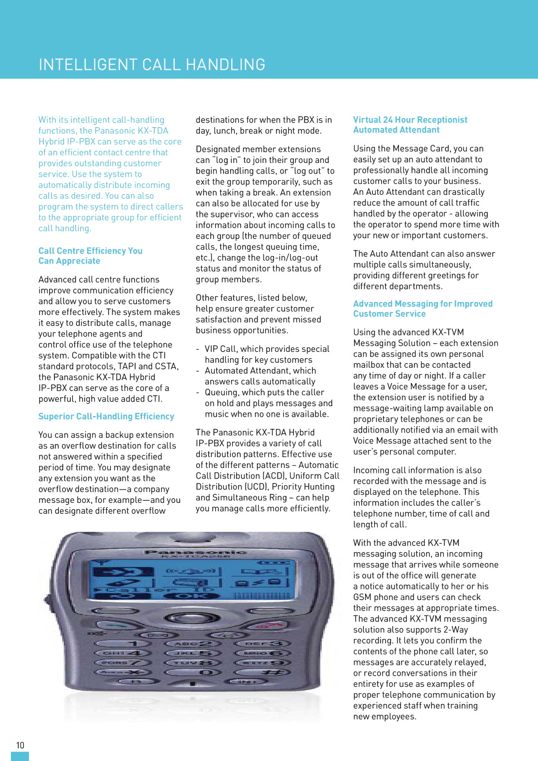 Panasonic KX-TDA30AL manual Intelligent call handling, Call Centre Efficiency You Can Appreciate 