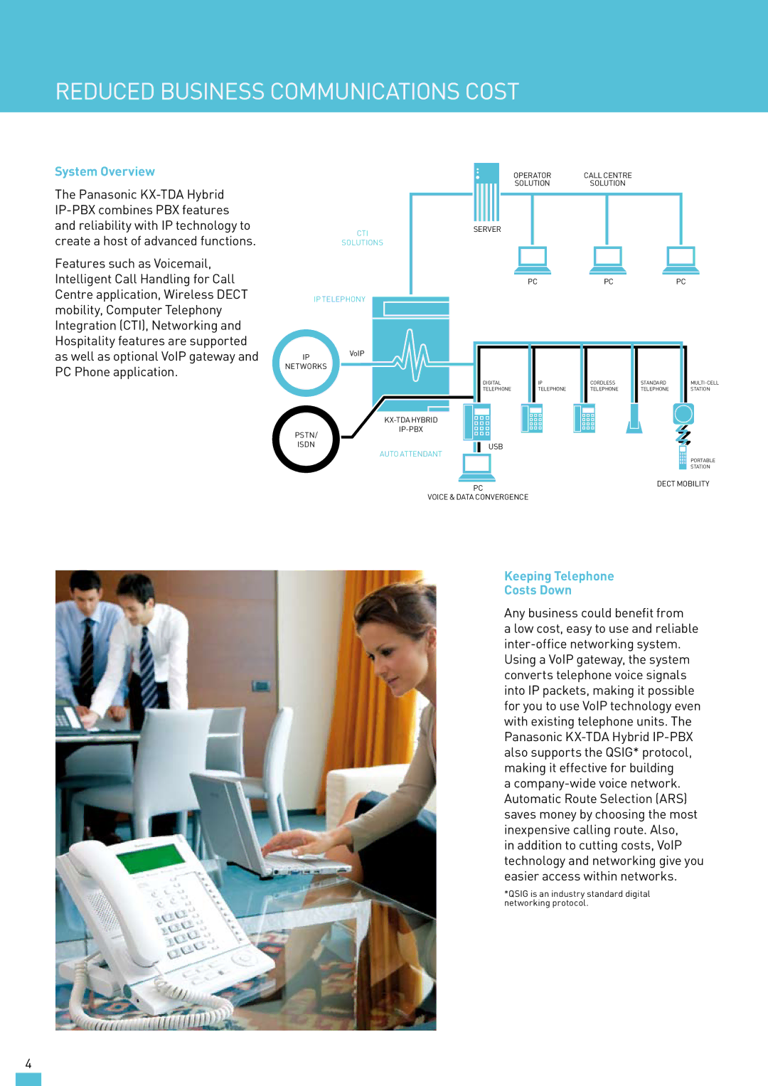 Panasonic KX-TDA30AL manual Reduced Business Communications Cost, System Overview, Keeping Telephone Costs Down 