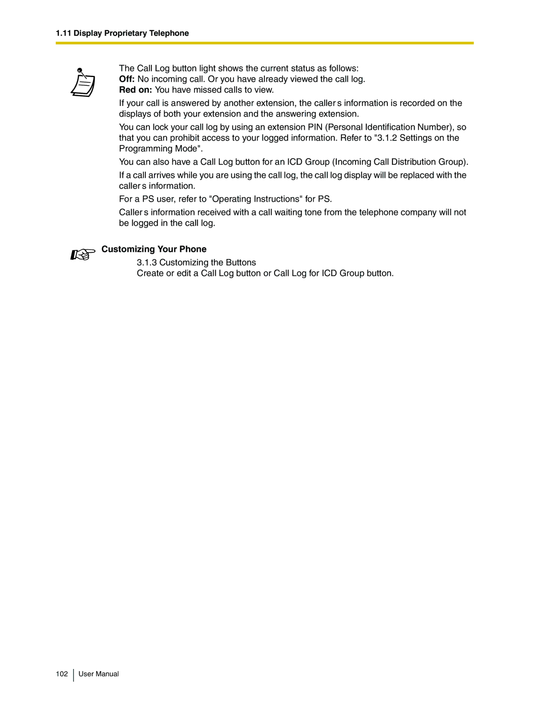 Panasonic KX-TDA50 user manual Customizing Your Phone 