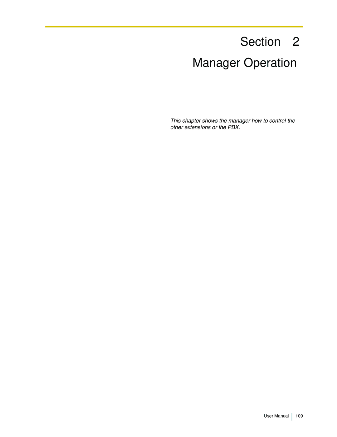 Panasonic KX-TDA50 user manual Section Manager Operation 