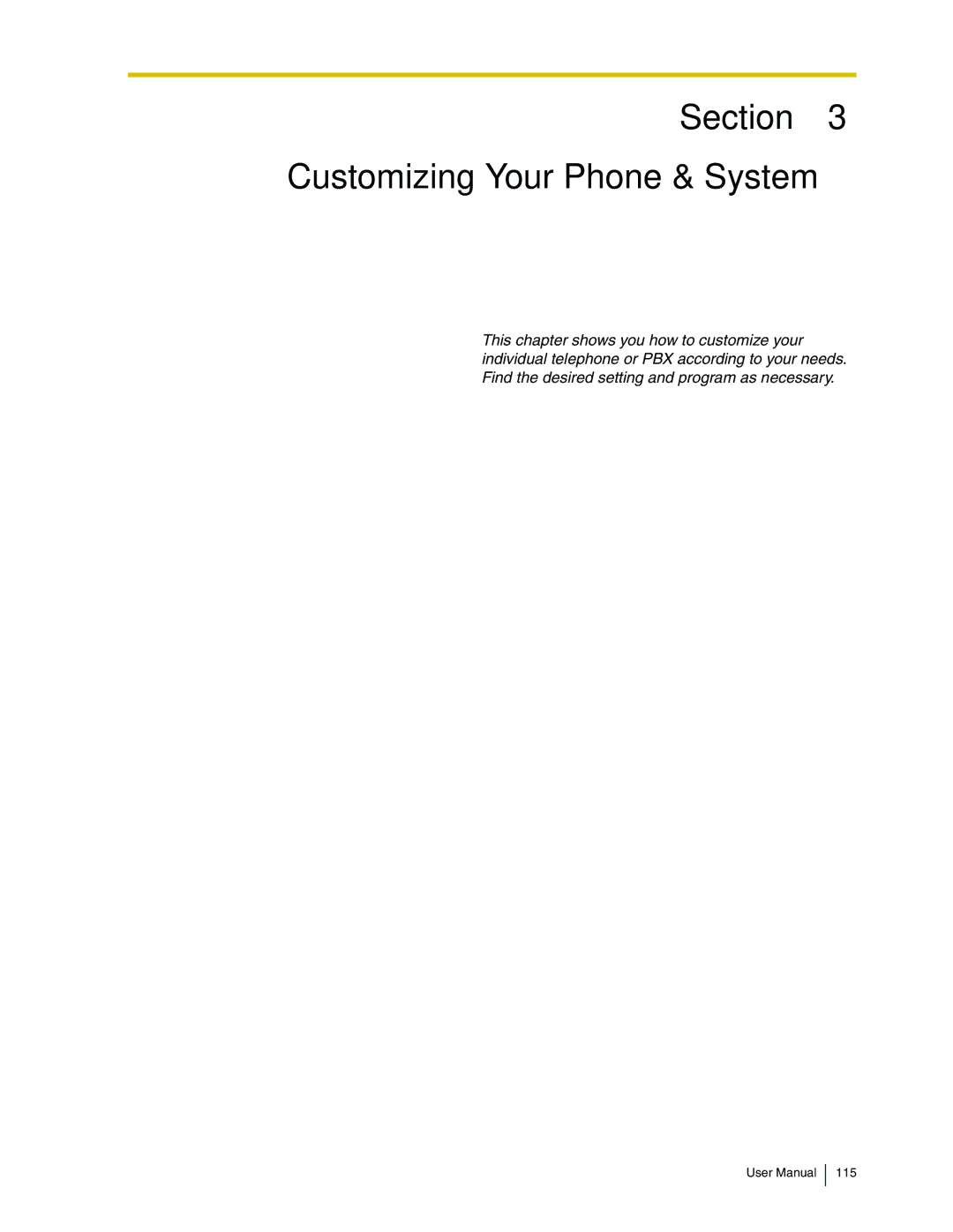 Panasonic KX-TDA50 user manual Section Customizing Your Phone & System 