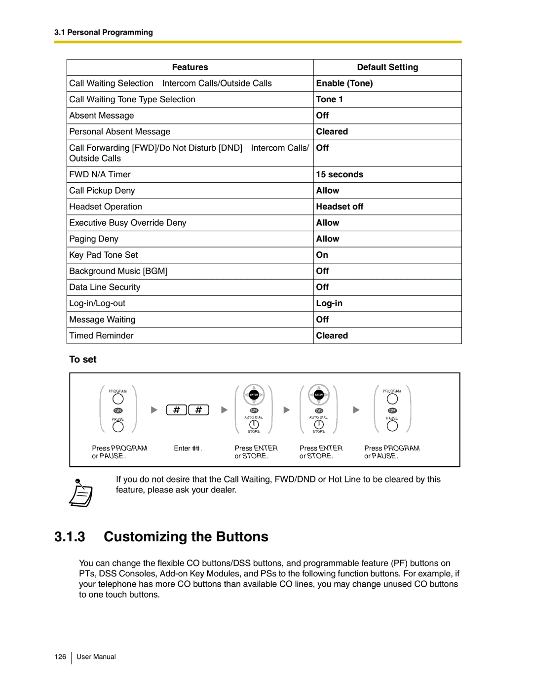 Panasonic KX-TDA50 user manual Customizing the Buttons 