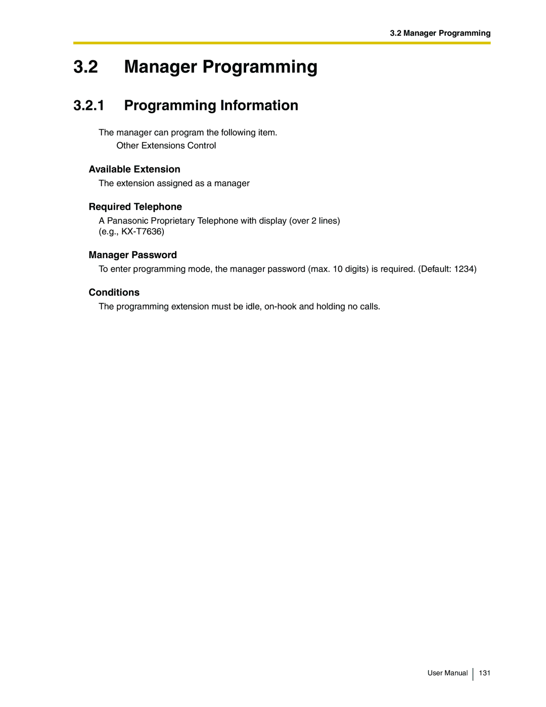 Panasonic KX-TDA50 user manual Manager Programming, Programming Information 