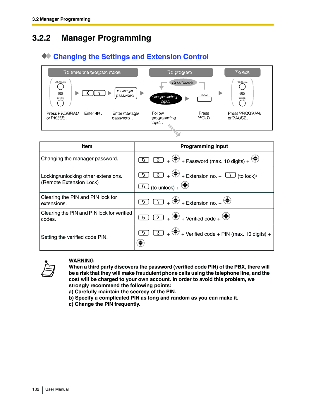 Panasonic KX-TDA50 user manual Manager Programming, Changing the Settings and Extension Control 