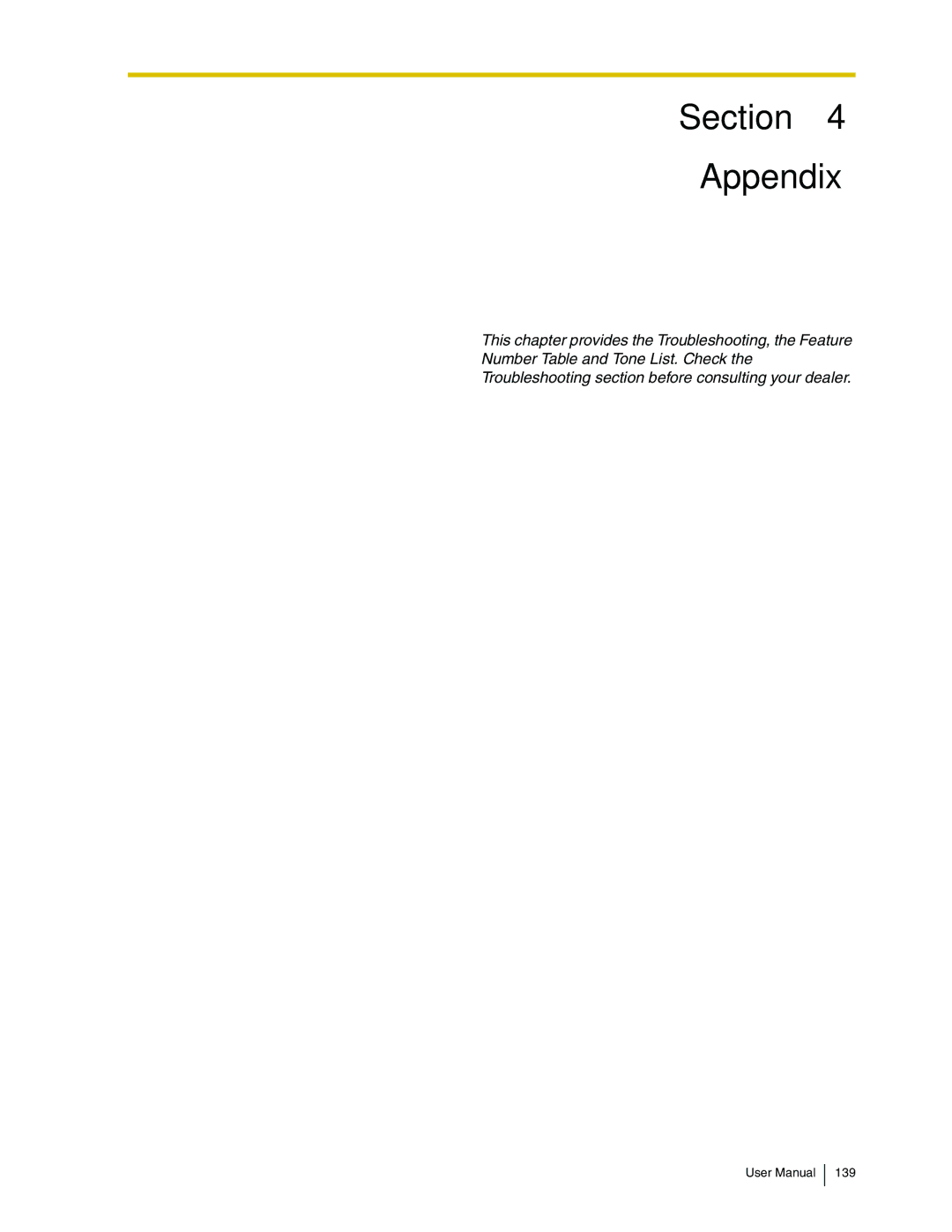 Panasonic KX-TDA50 user manual Section Appendix 