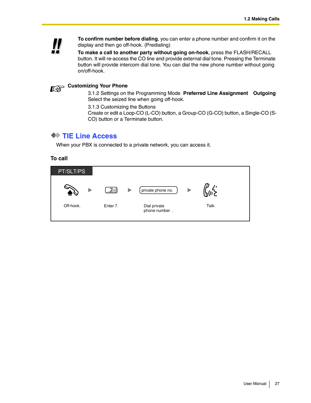 Panasonic KX-TDA50 user manual TIE Line Access, To call 