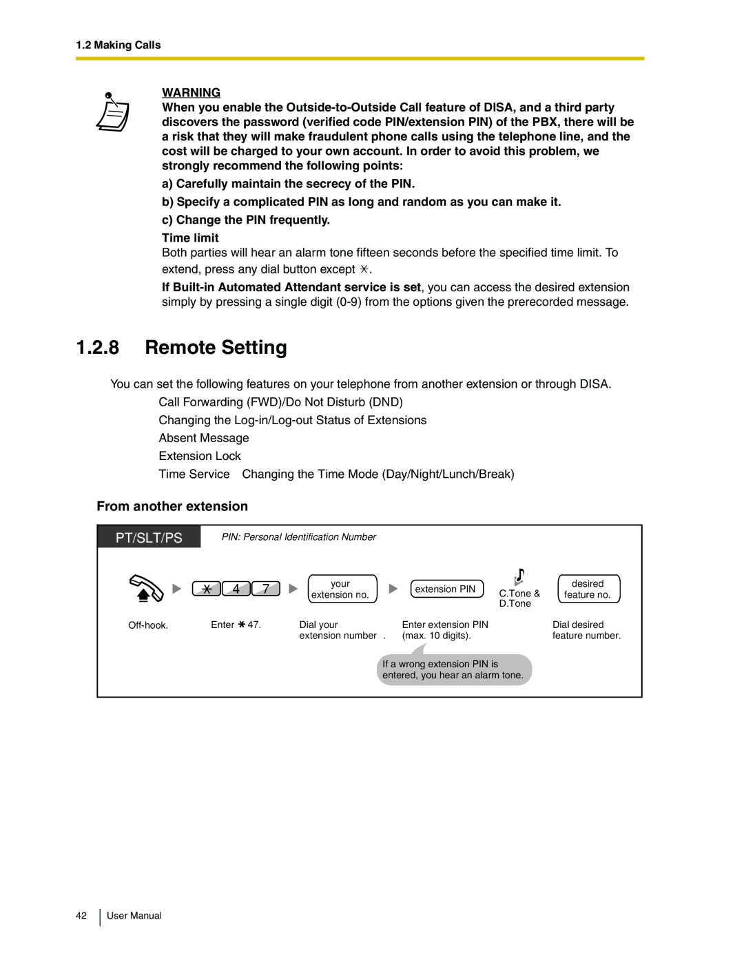 Panasonic KX-TDA50 user manual Remote Setting, From another extension 