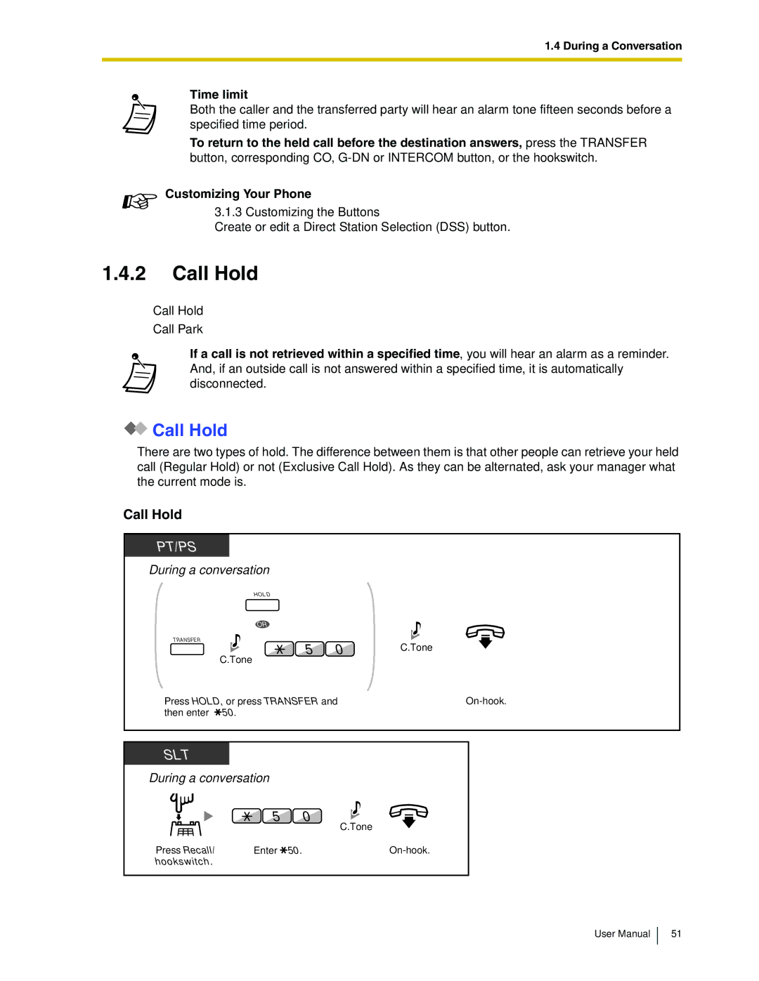 Panasonic KX-TDA50 user manual Call Hold 