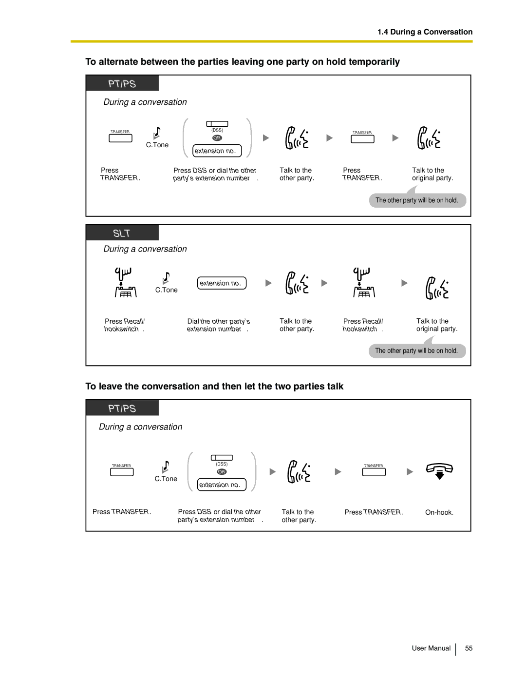 Panasonic KX-TDA50 user manual To leave the conversation and then let the two parties talk 