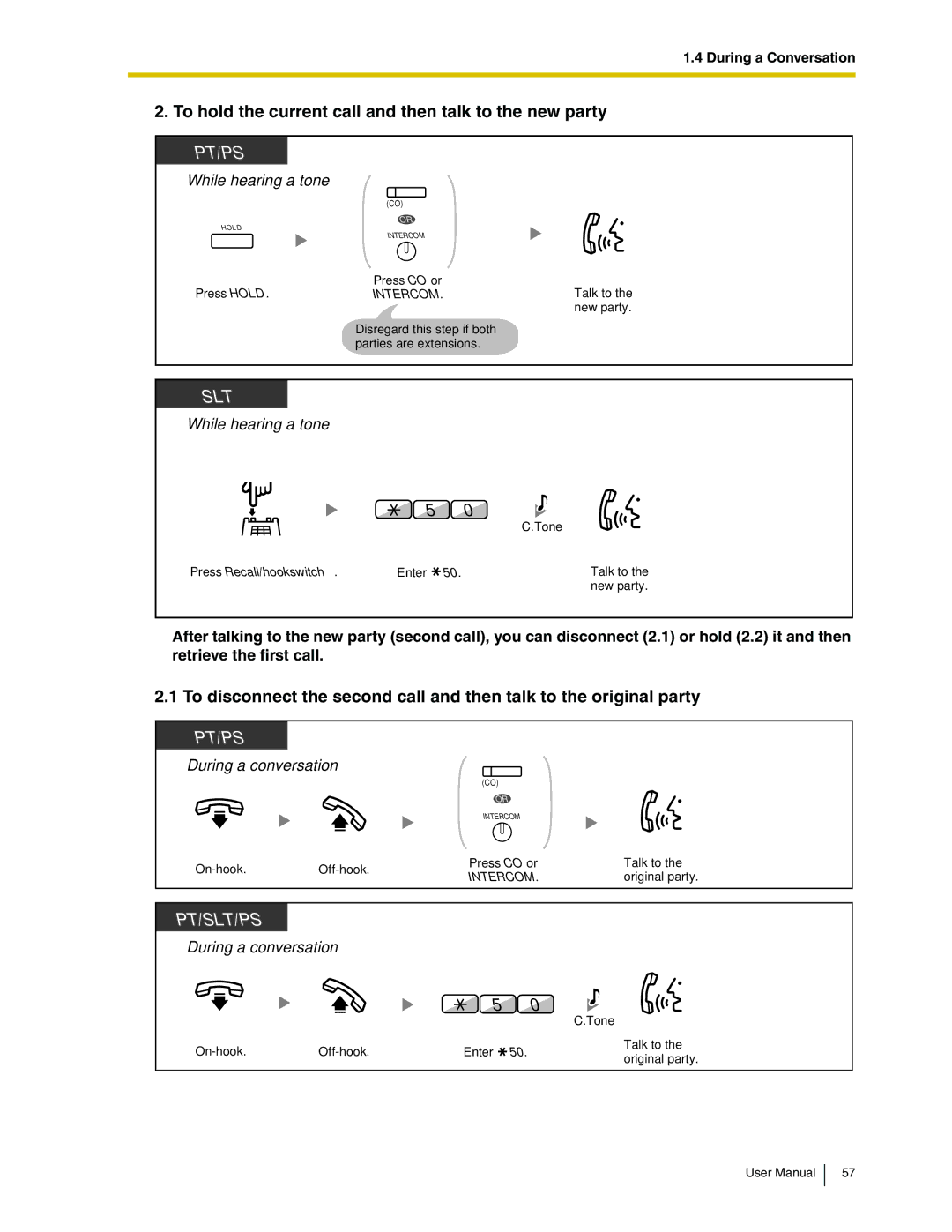 Panasonic KX-TDA50 user manual To hold the current call and then talk to the new party 