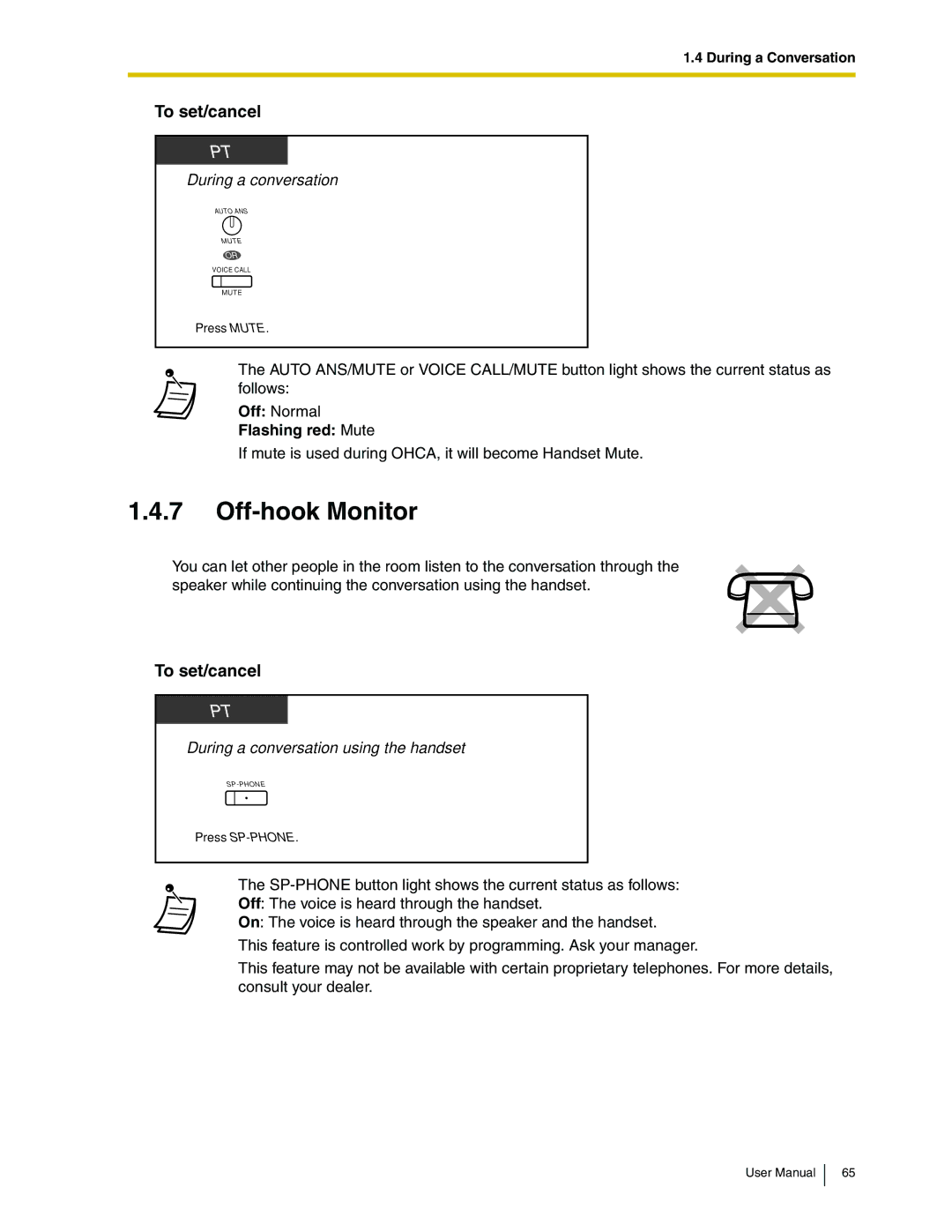 Panasonic KX-TDA50 user manual Off-hook Monitor, Flashing red Mute 