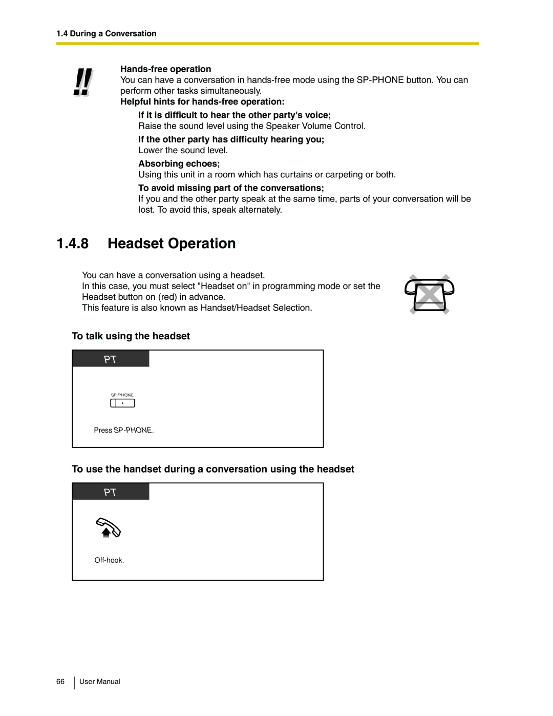 Panasonic KX-TDA50 user manual Headset Operation, To talk using the headset, Hands-free operation 