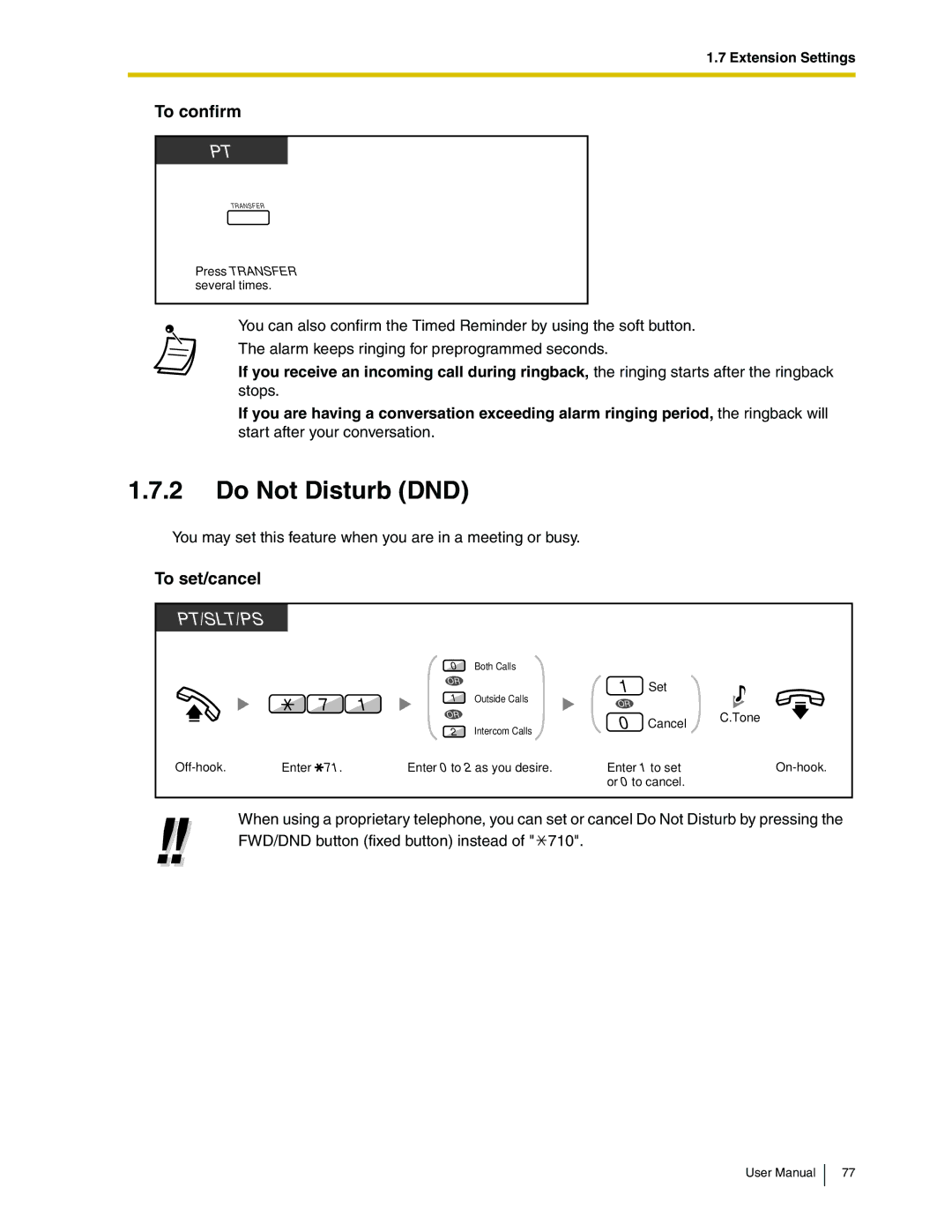 Panasonic KX-TDA50 user manual Do Not Disturb DND, To confirm 