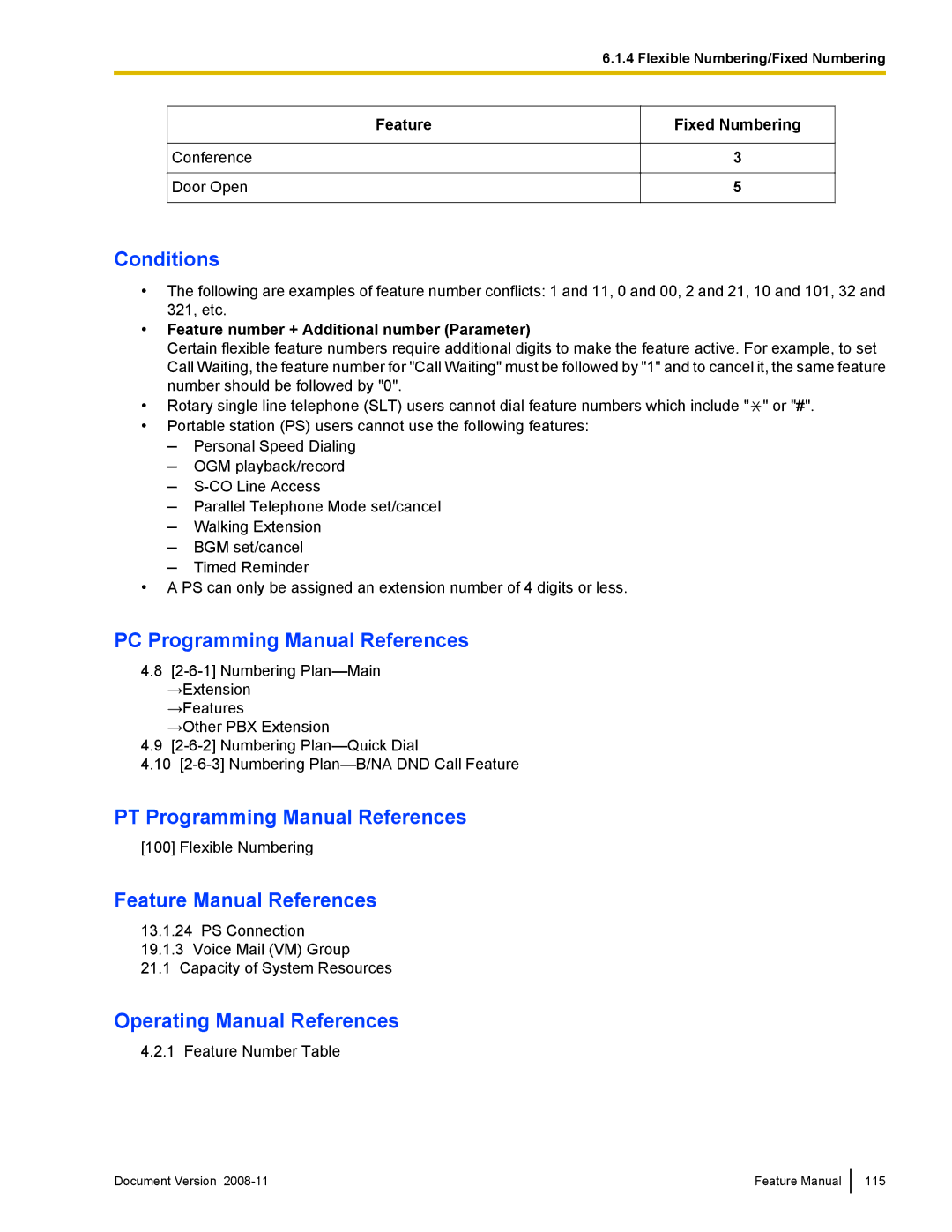 Panasonic KX-TDA50 manual Fixed Numbering, Feature number + Additional number Parameter 