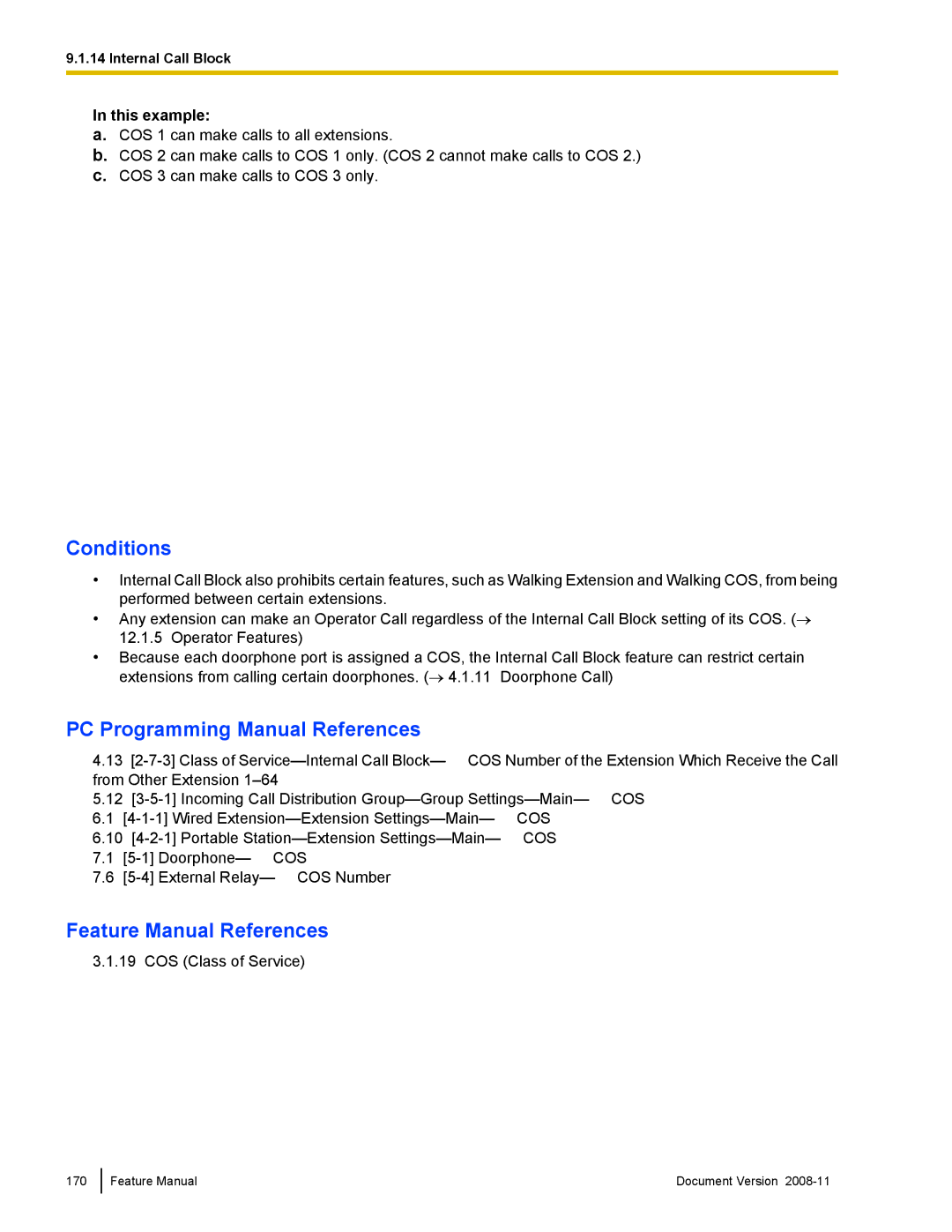 Panasonic KX-TDA50 manual Cos 