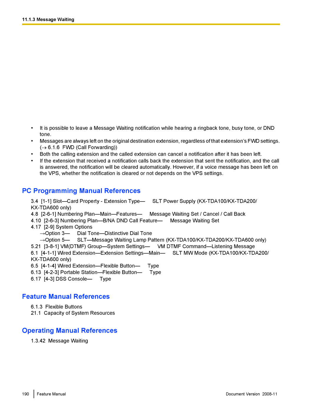 Panasonic KX-TDA50 manual Pattern 11 on 