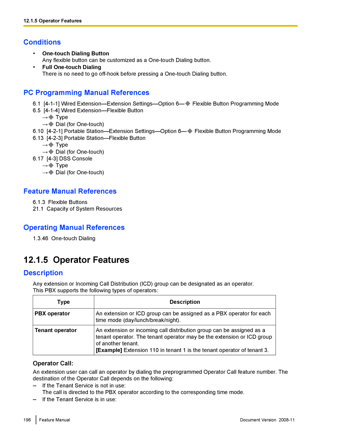 Panasonic KX-TDA50 manual Operator Features, Operator Call, One-touch Dialing Button, Full One-touch Dialing 