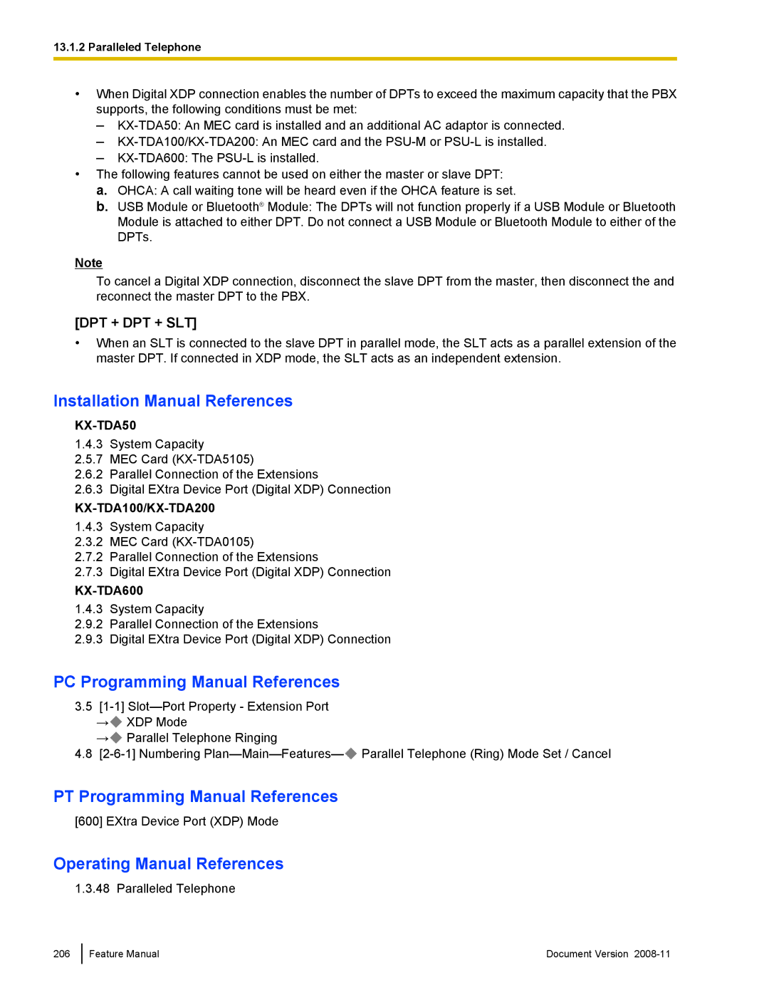 Panasonic KX-TDA50 manual Dpt + Dpt + Slt 