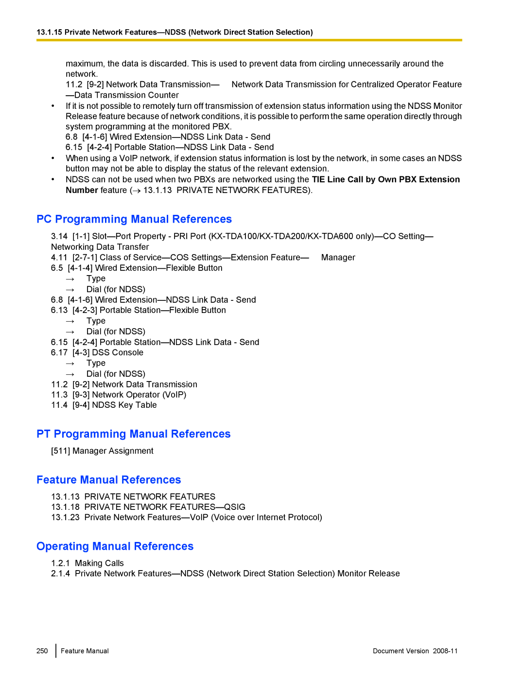 Panasonic KX-TDA50 manual Private Network Features Private Network FEATURES-QSIG 