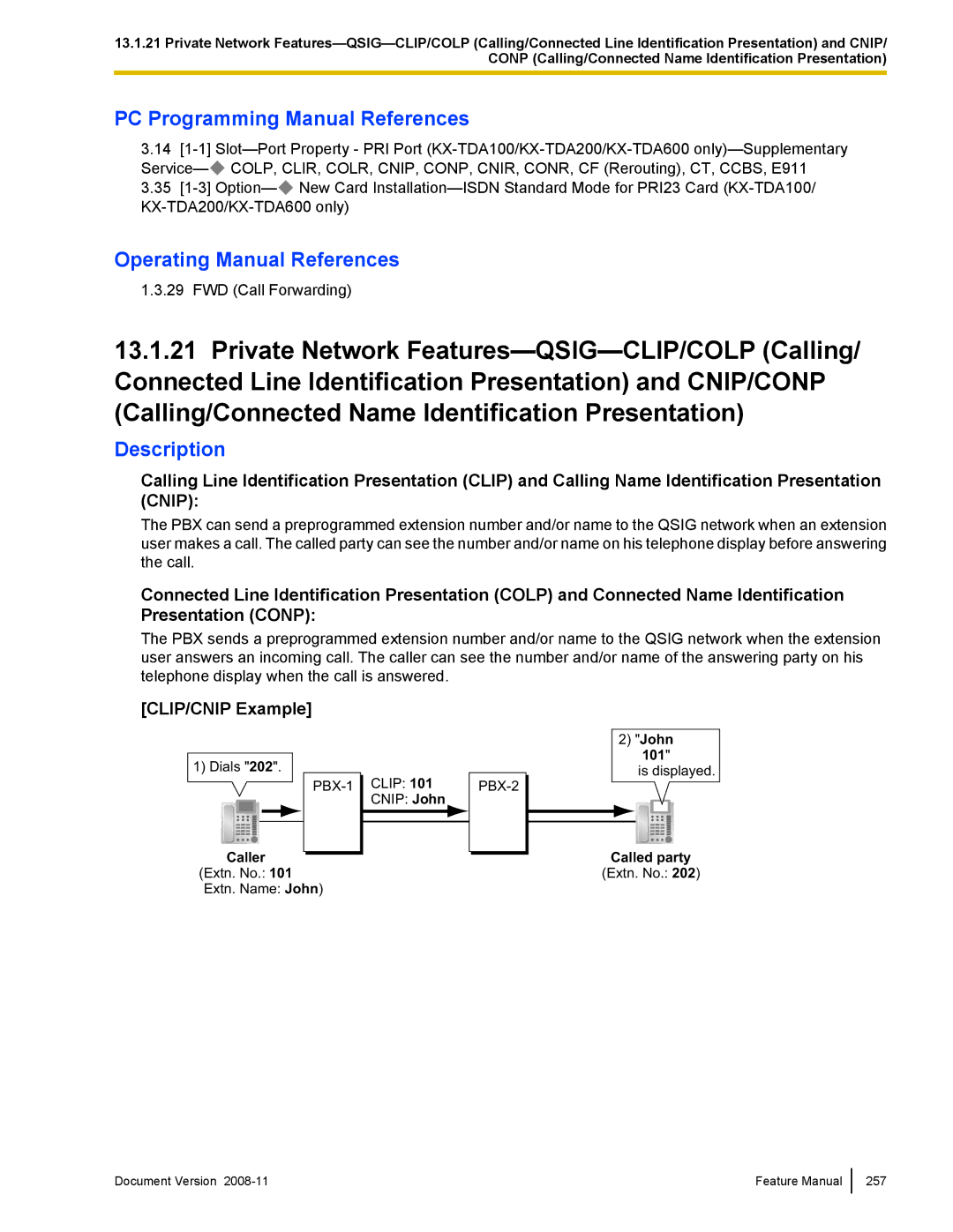 Panasonic KX-TDA50 manual CLIP/CNIP Example 