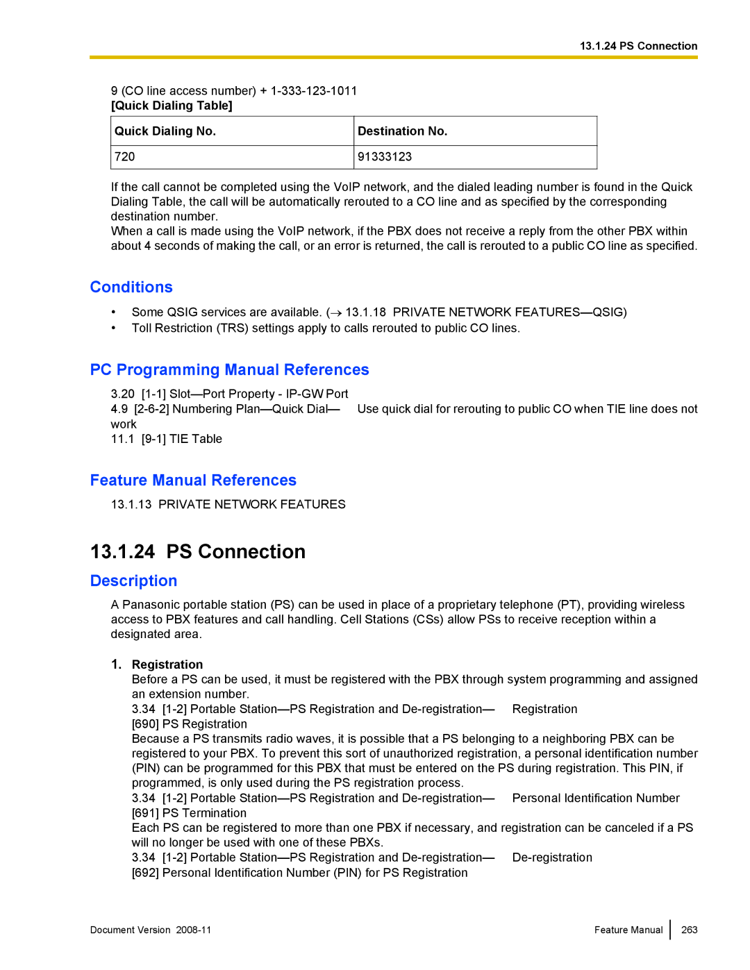 Panasonic KX-TDA50 manual PS Connection, Registration 