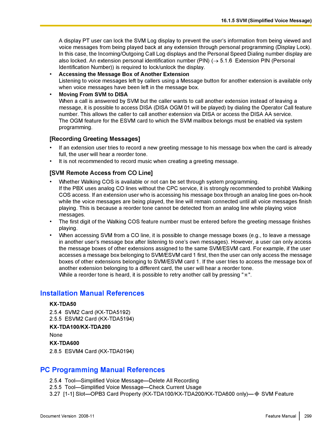 Panasonic KX-TDA50 Recording Greeting Messages, Accessing the Message Box of Another Extension, Moving From SVM to Disa 