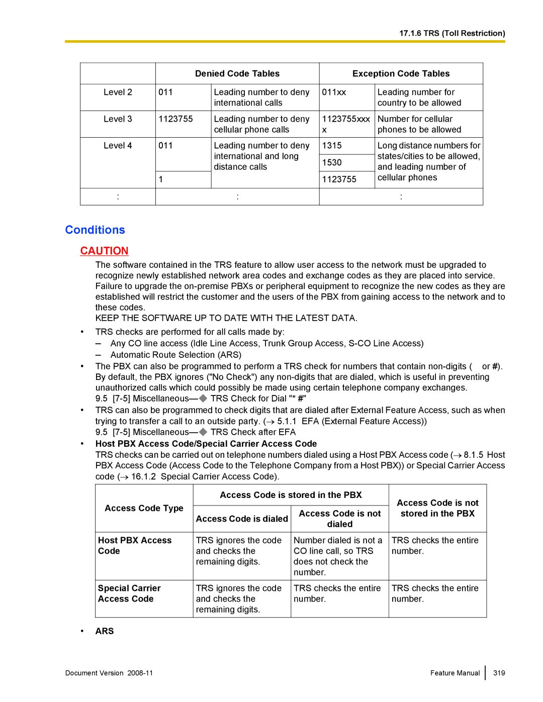 Panasonic KX-TDA50 manual Host PBX Access Code/Special Carrier Access Code, Access Code is stored in the PBX 