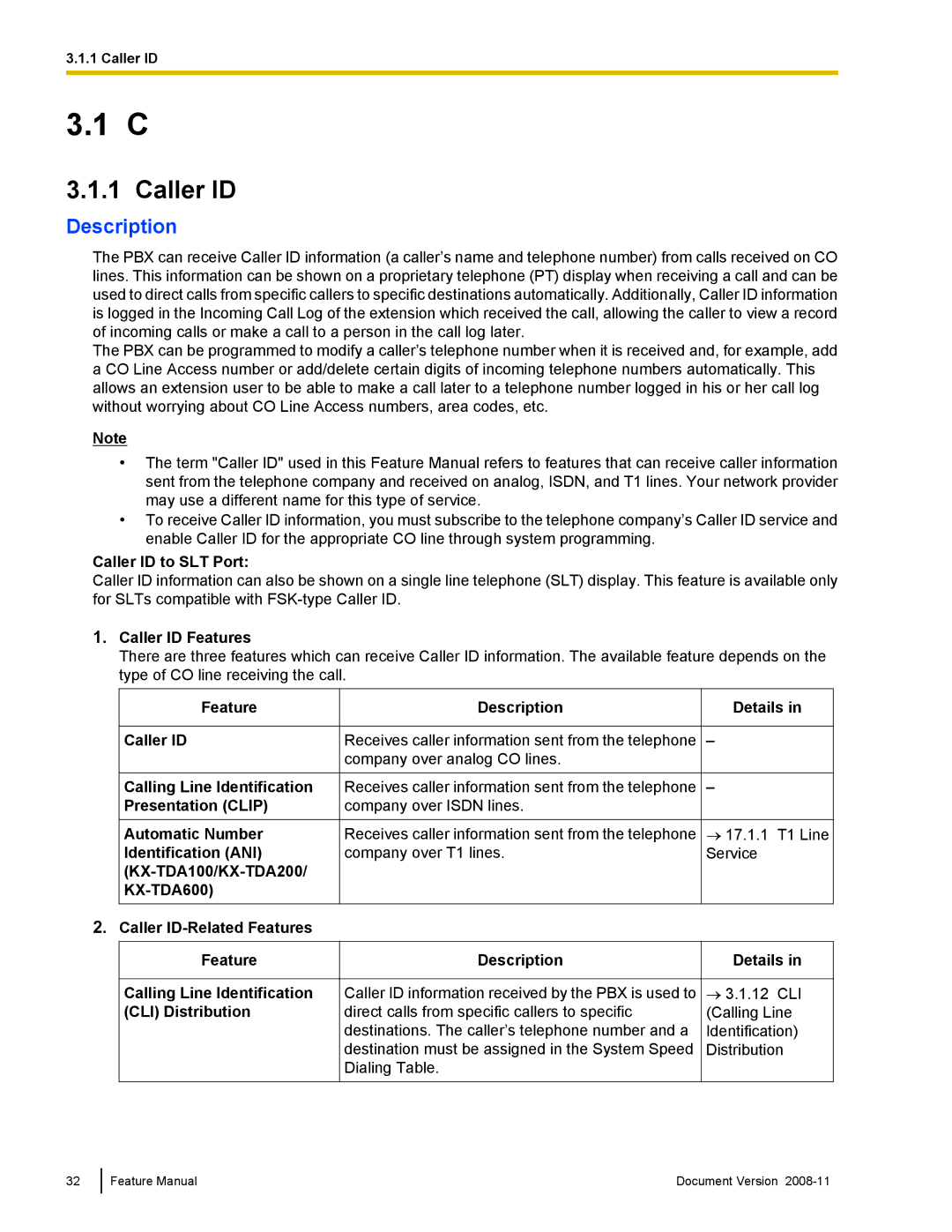 Panasonic KX-TDA50 manual Caller ID 