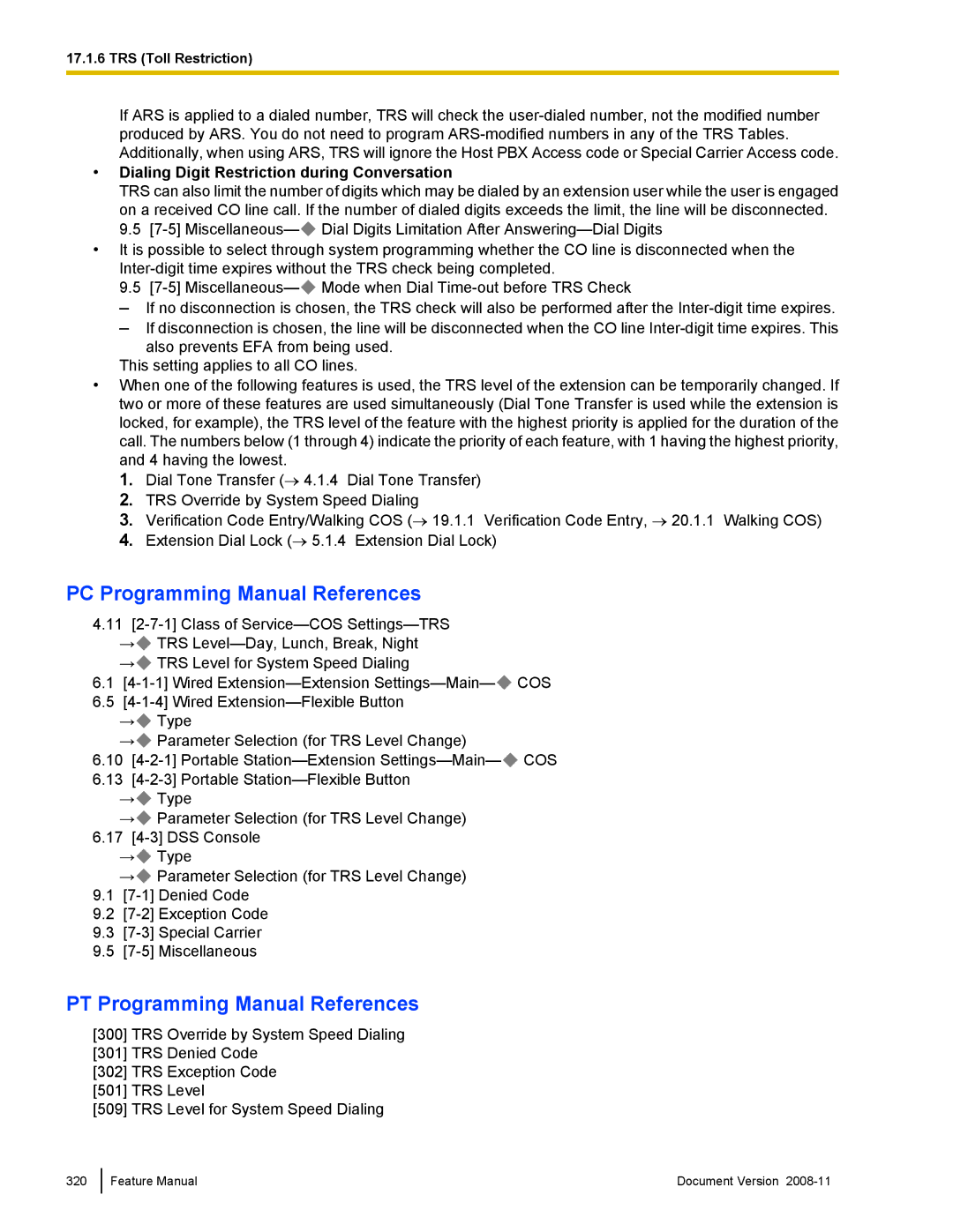 Panasonic KX-TDA50 manual Feature Manual Document Version 