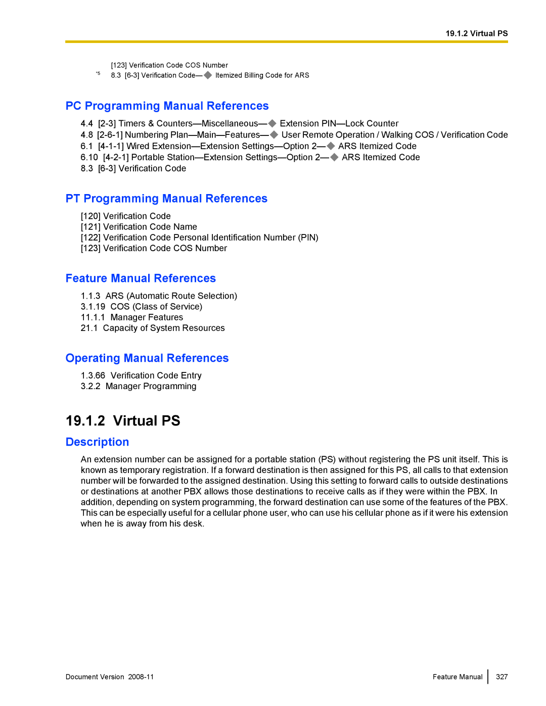 Panasonic KX-TDA50 manual Virtual PS 