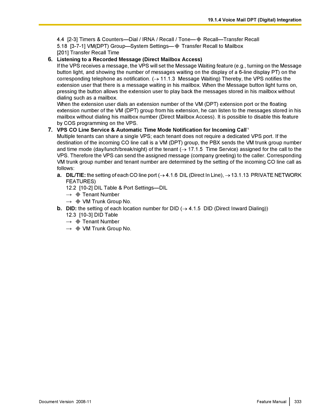 Panasonic KX-TDA50 manual Listening to a Recorded Message Direct Mailbox Access 